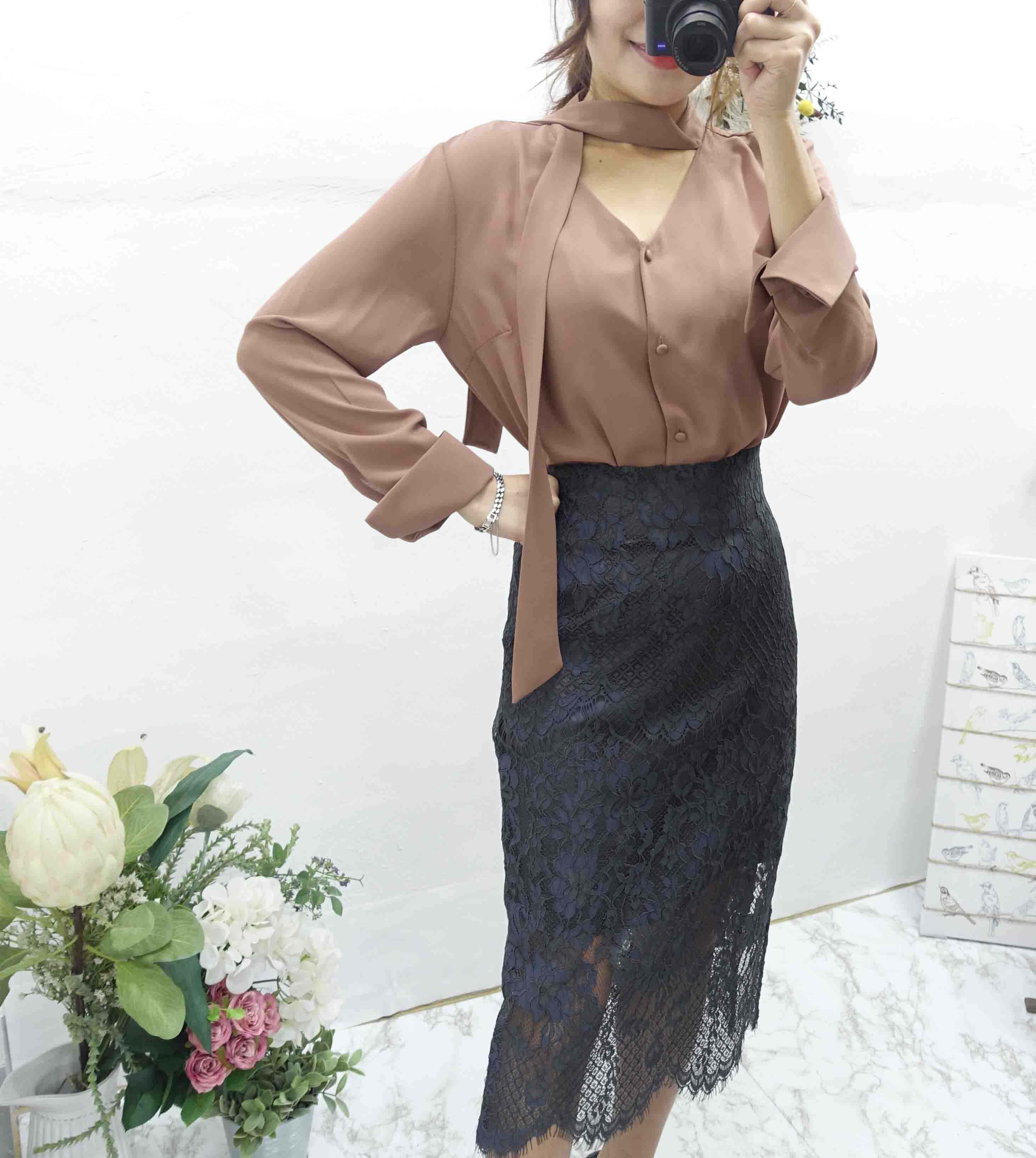 Lace Long skirt Tidy style Office fashion Fascinat