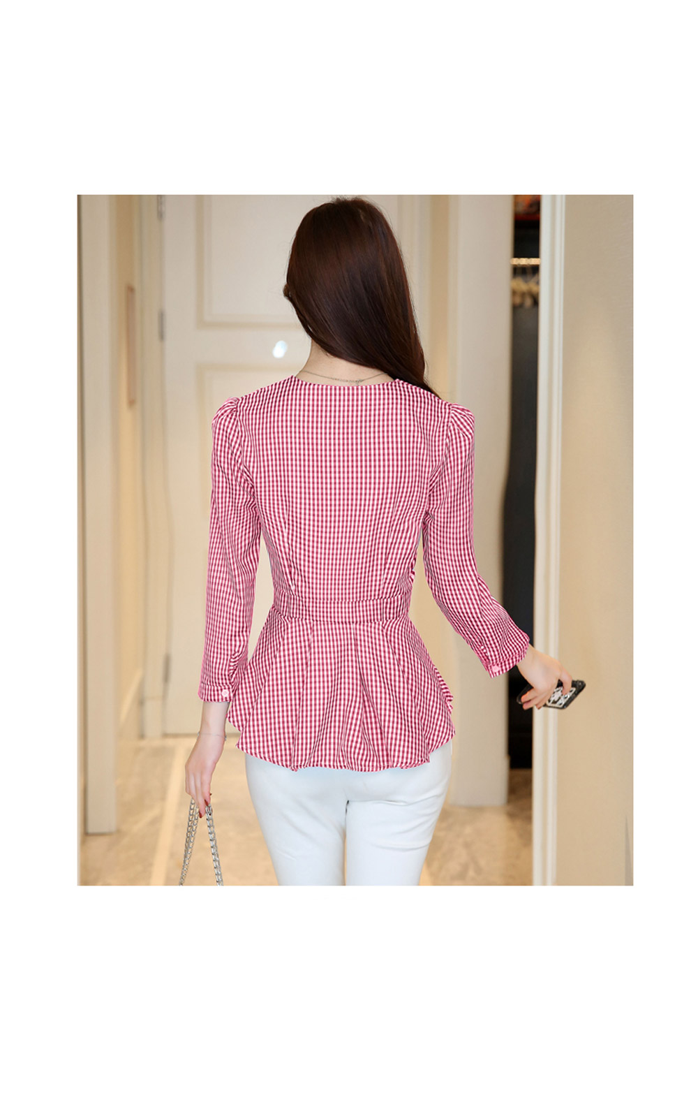 Women Blouses Check lap style blouse Elegant offic