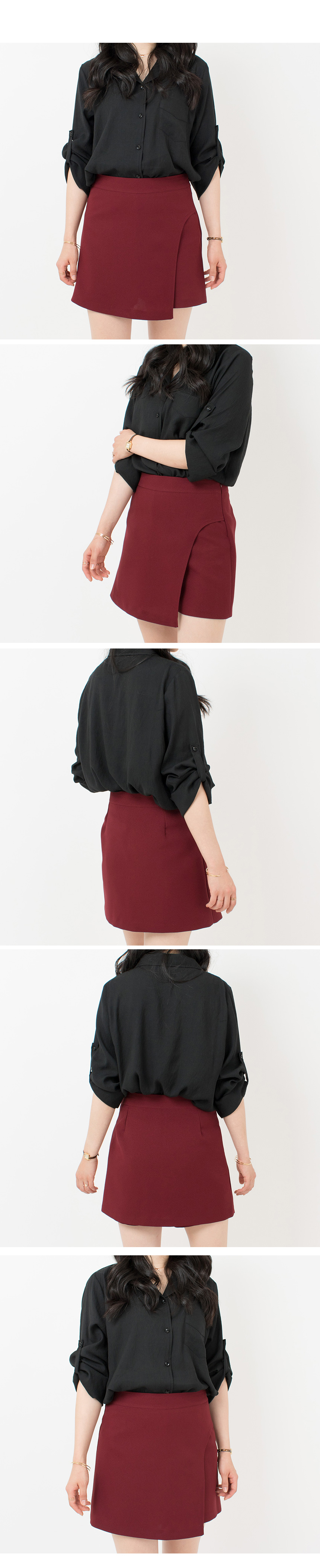 Women Short Pants Fall Wrap Skirt Shorts Wine, Bla
