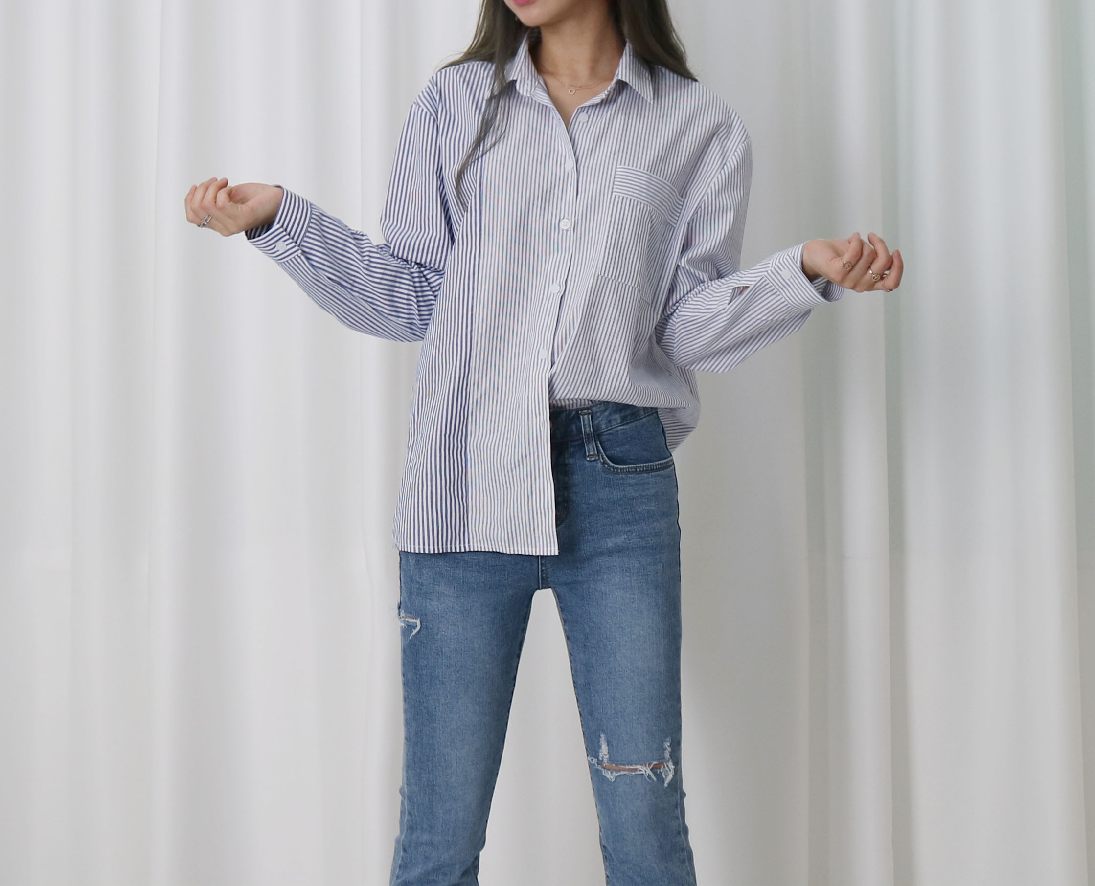 Loose-colored shirt stripe shirts Southern natural