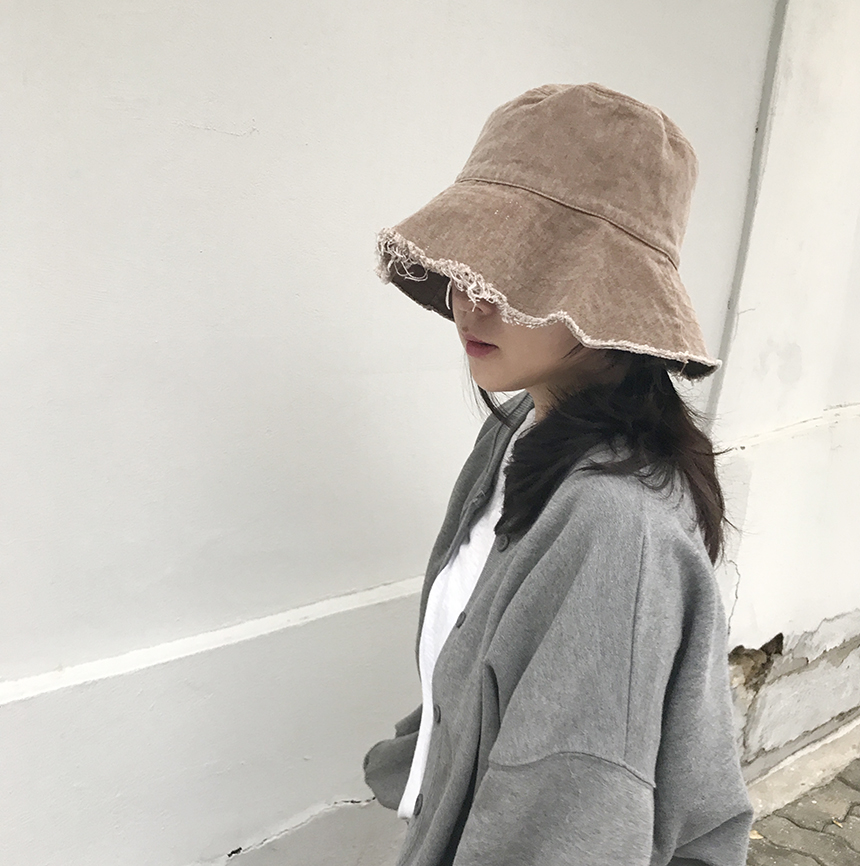 Women Sun Hats Washing Denim Wide Bucket Hat Hats