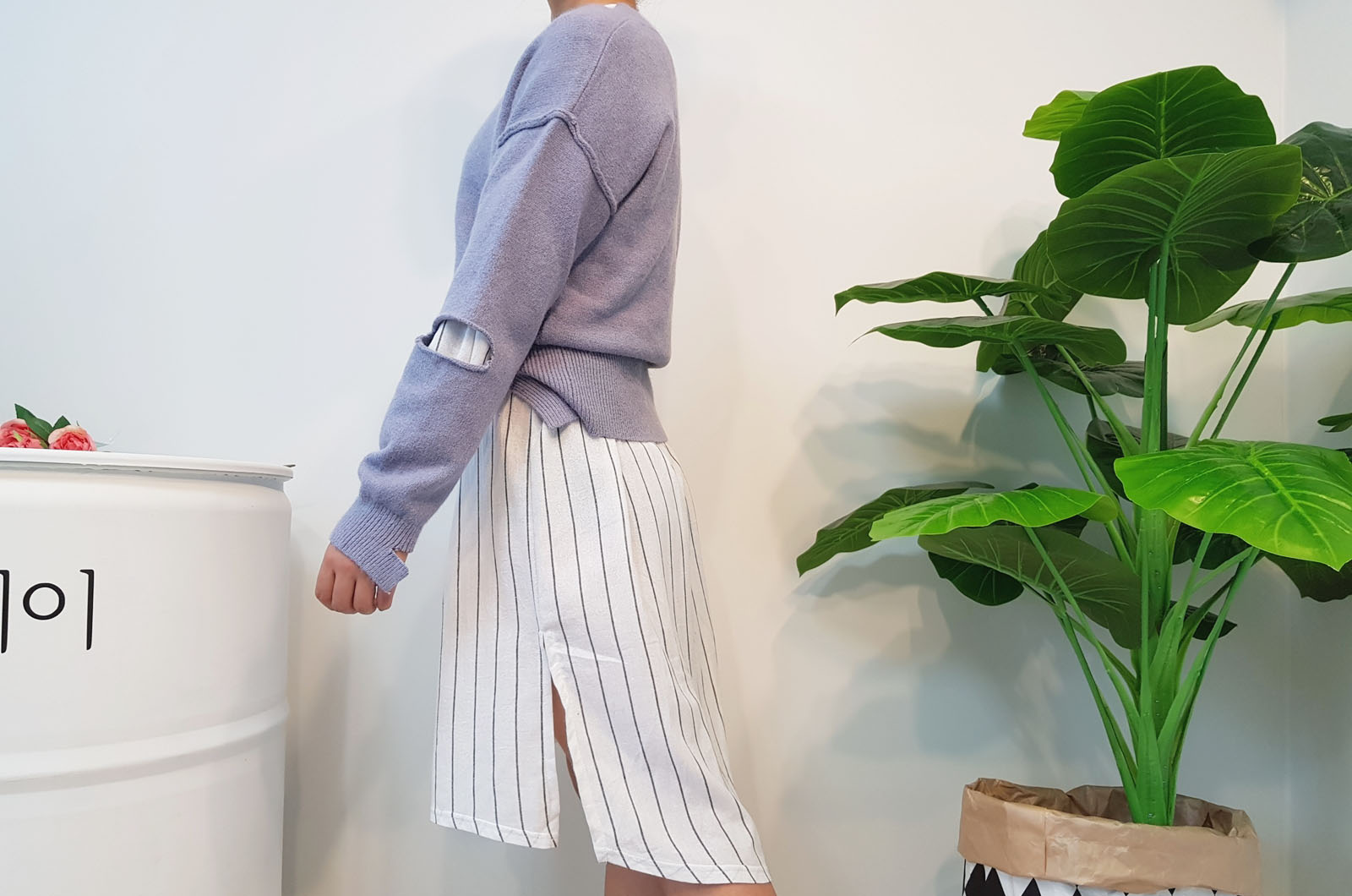 New Over Buffet Striped Shirt One Piece 3 Color Pr