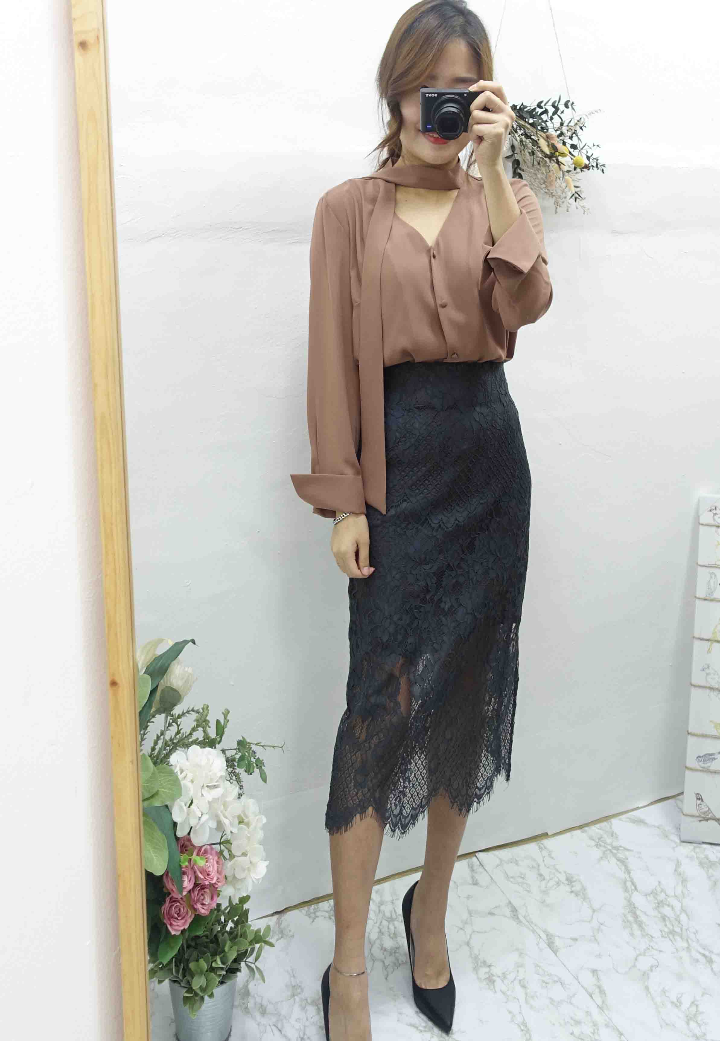 Lace Long skirt Tidy style Office fashion Fascinat