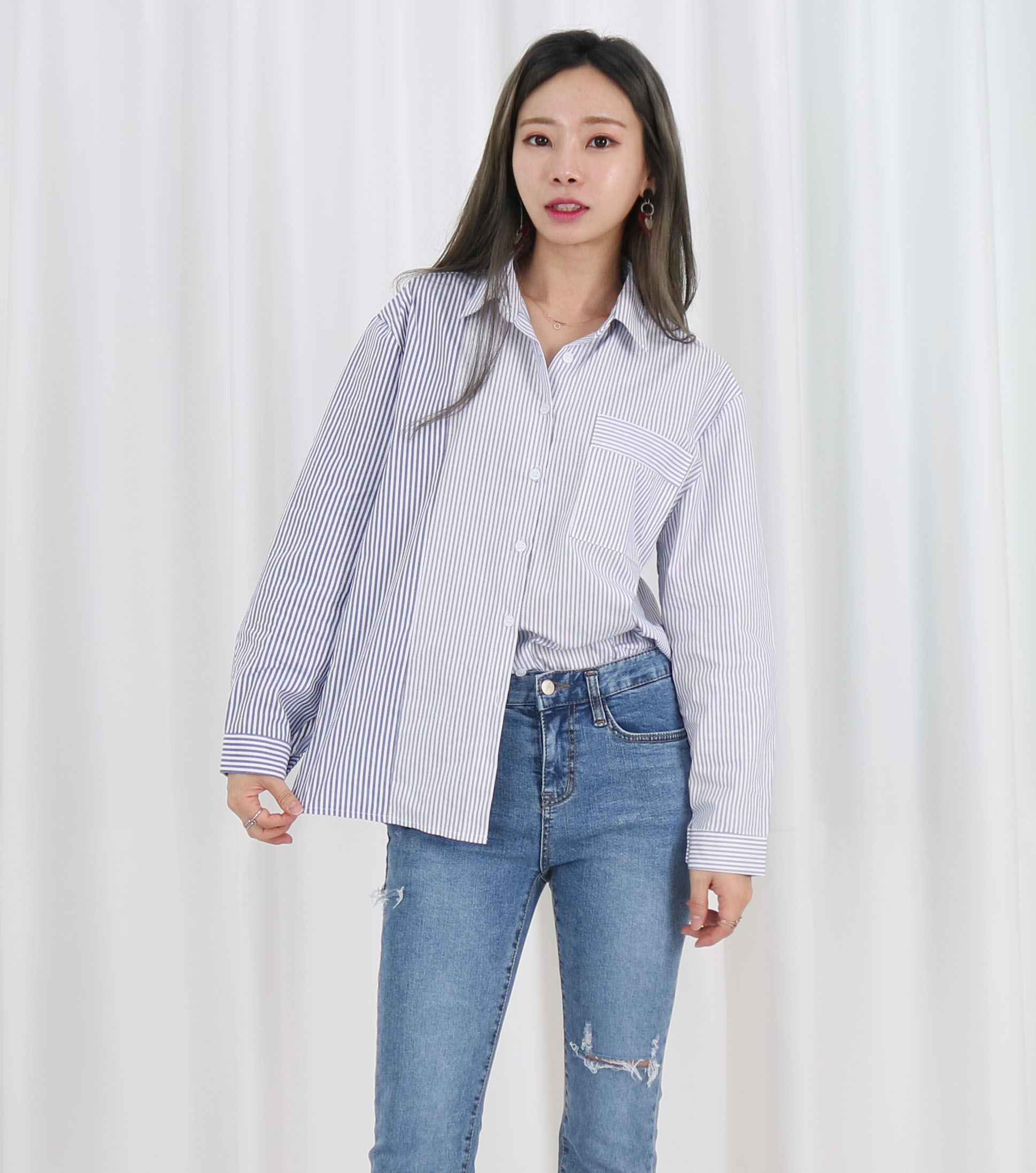 Loose-colored shirt stripe shirts Southern natural