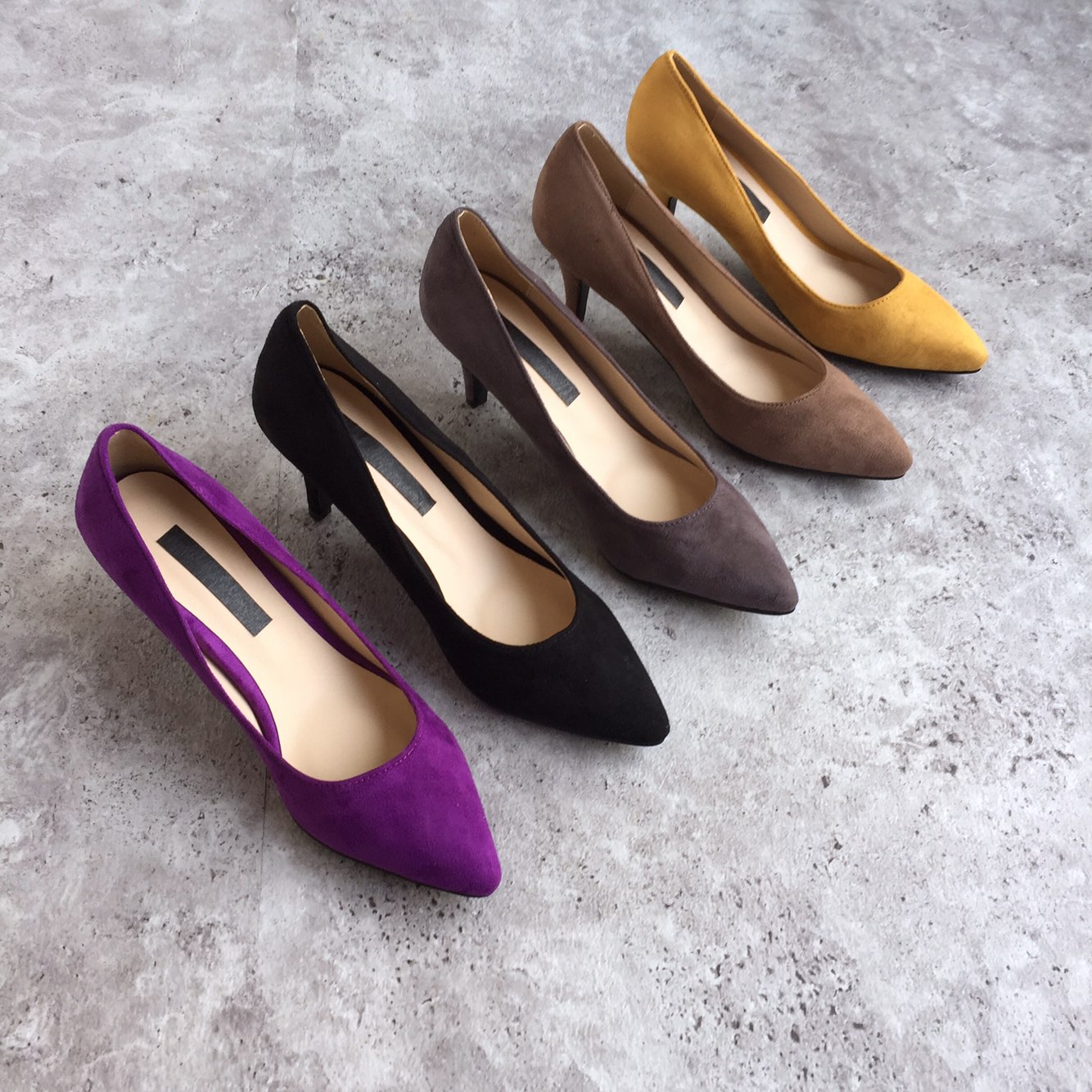 Suede Middle Heel Pumps 7cm Women Shoes Feet Comfo