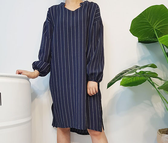 New Over Buffet Striped Shirt One Piece 3 Color Pr