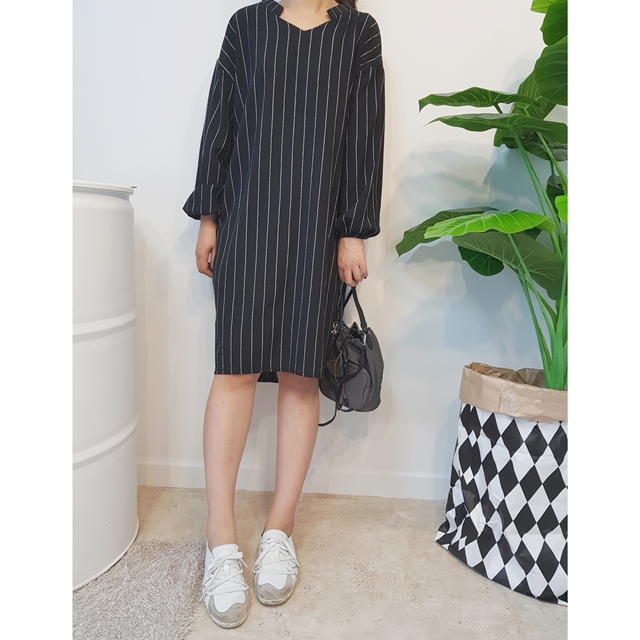 New Over Buffet Striped Shirt One Piece 3 Color Pr