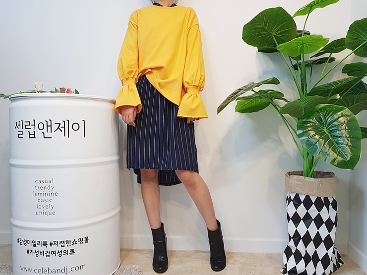 New Over Buffet Striped Shirt One Piece 3 Color Pr