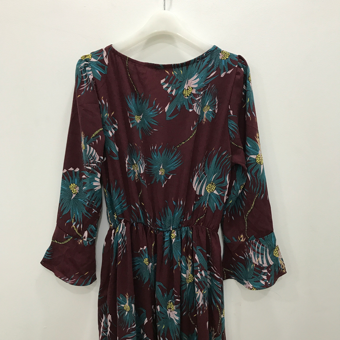 New Women Dress Flower Race Maxi Autumn Long Dress