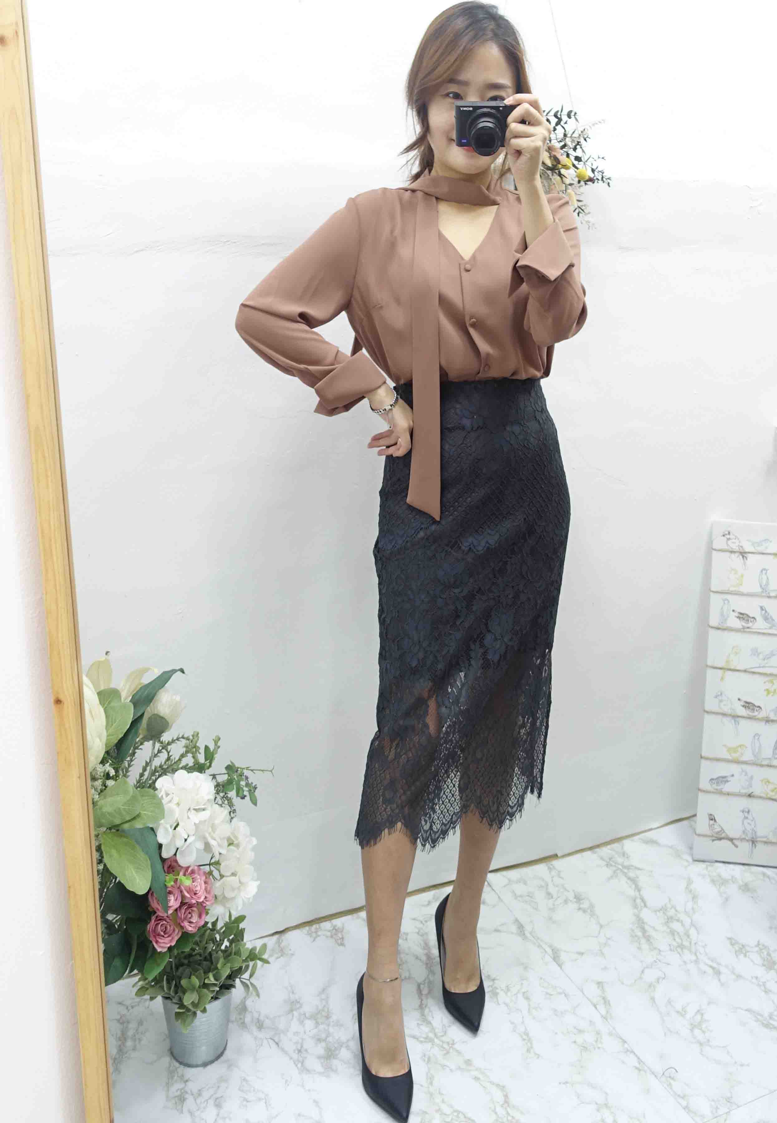 Lace Long skirt Tidy style Office fashion Fascinat