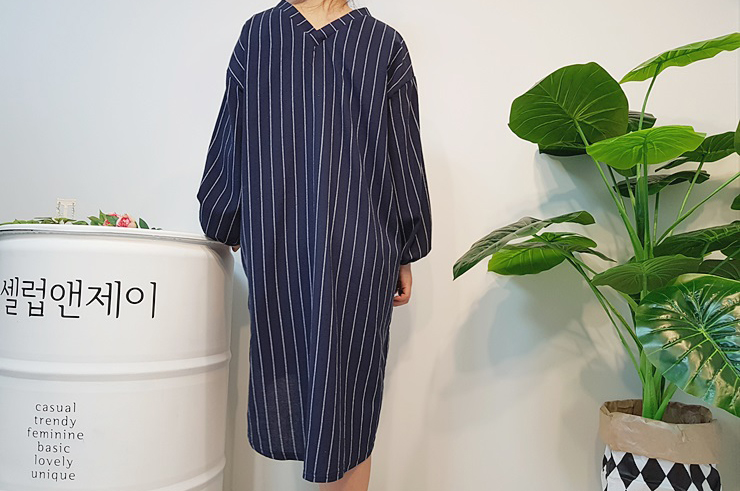 New Over Buffet Striped Shirt One Piece 3 Color Pr