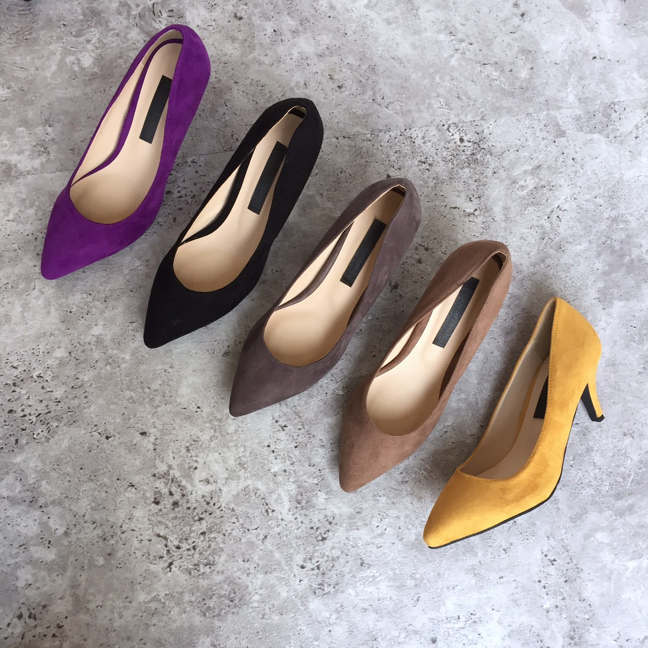 Suede Middle Heel Pumps 7cm Women Shoes Feet Comfo