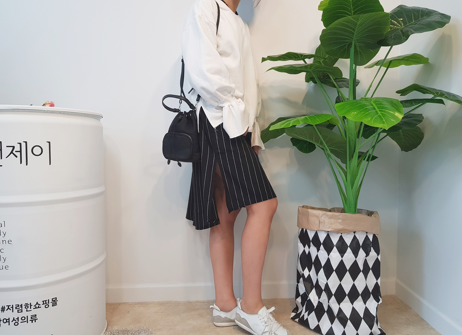 New Over Buffet Striped Shirt One Piece 3 Color Pr