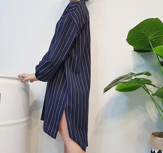 New Over Buffet Striped Shirt One Piece 3 Color Pr