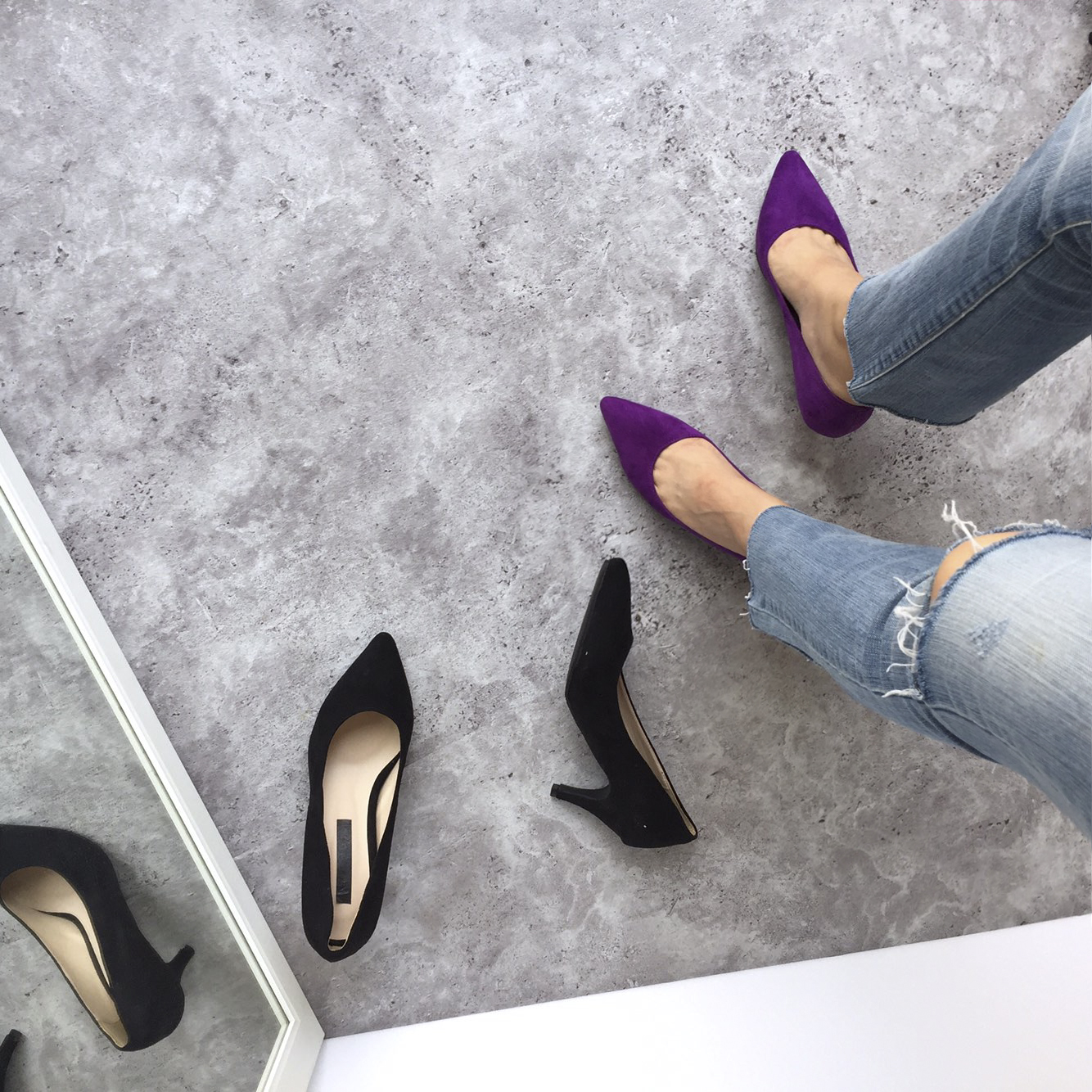 Suede Middle Heel Pumps 7cm Women Shoes Feet Comfo