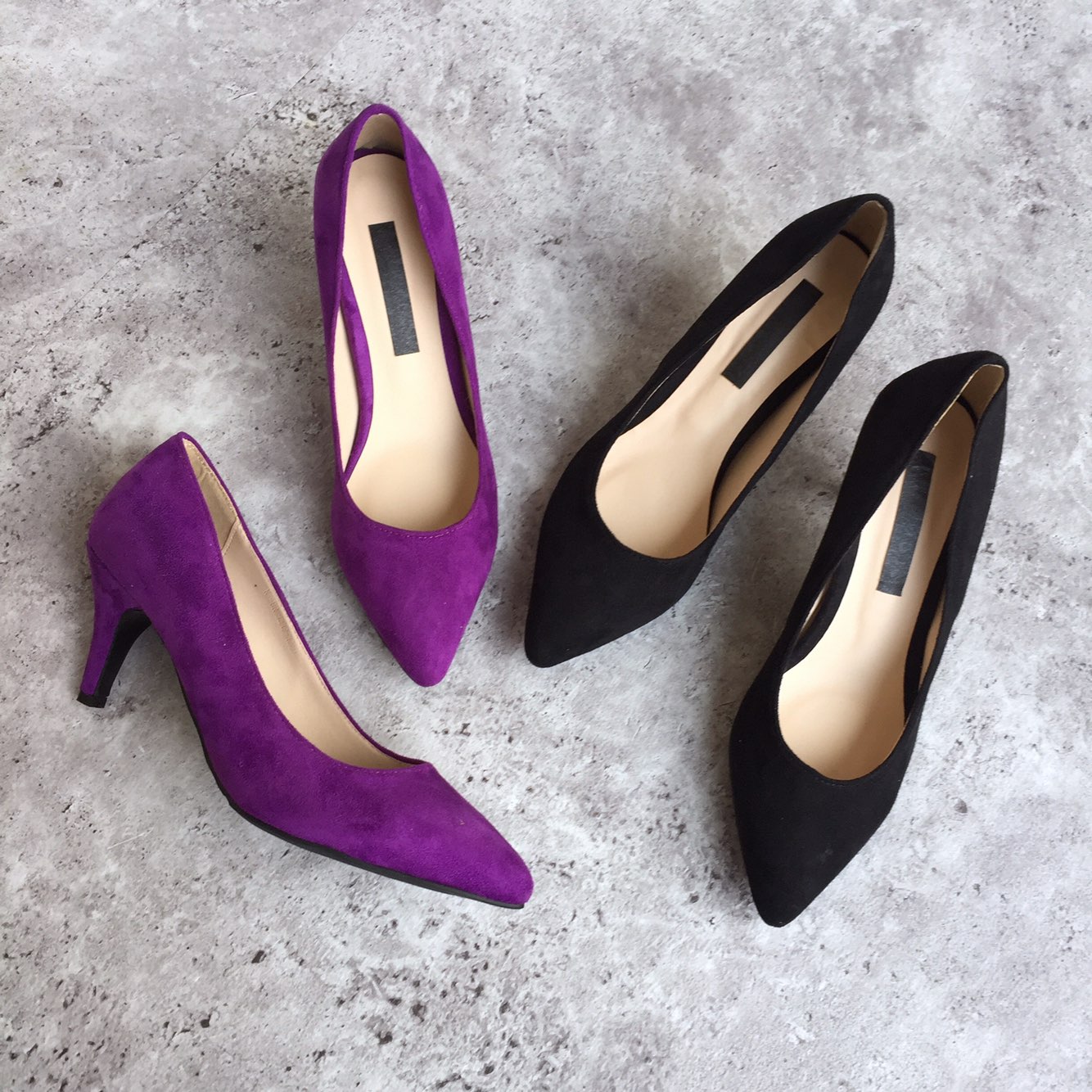 Suede Middle Heel Pumps 7cm Women Shoes Feet Comfo
