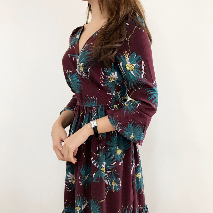 New Women Dress Flower Race Maxi Autumn Long Dress
