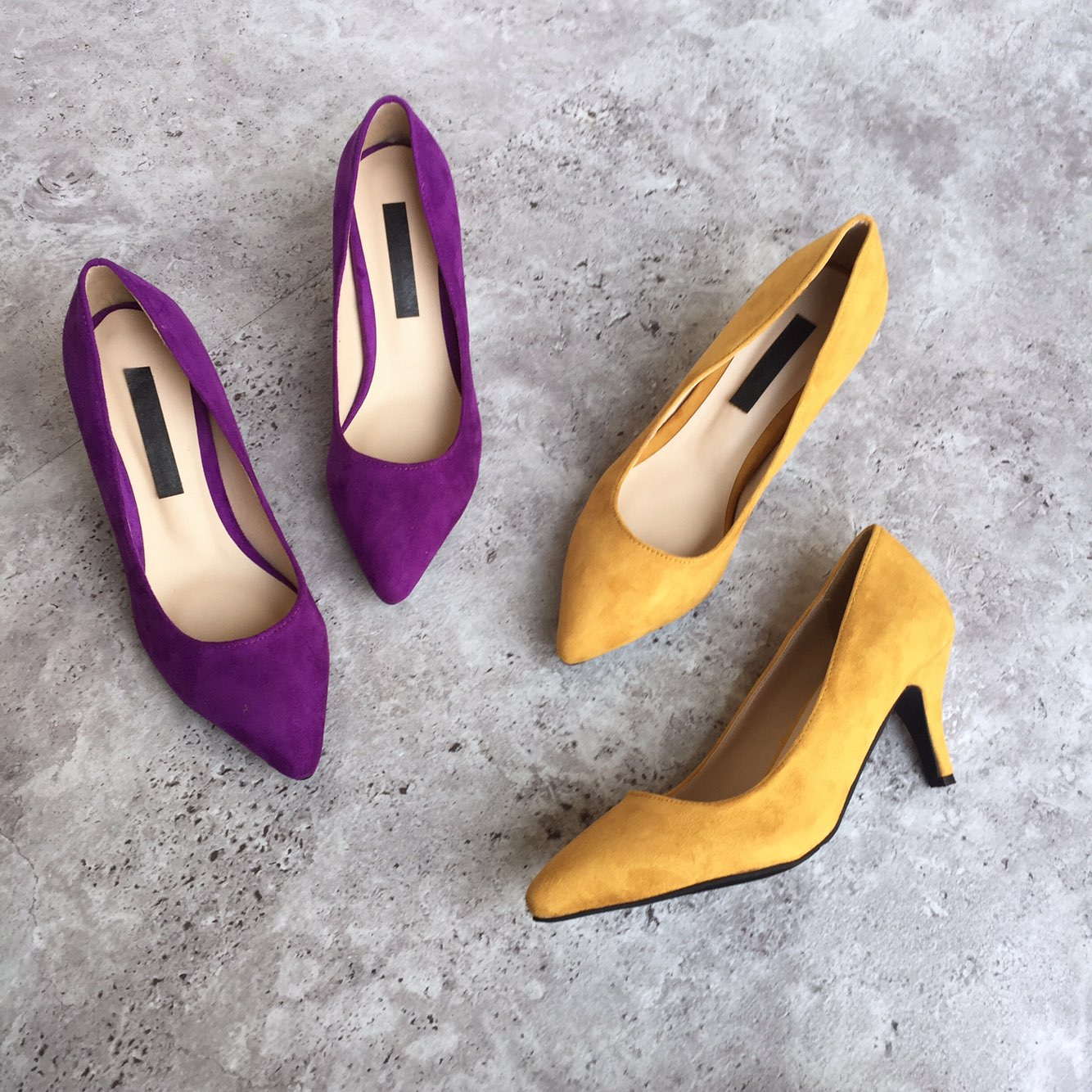 Suede Middle Heel Pumps 7cm Women Shoes Feet Comfo