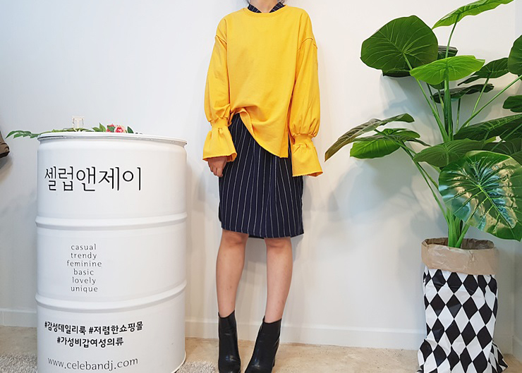 New Over Buffet Striped Shirt One Piece 3 Color Pr