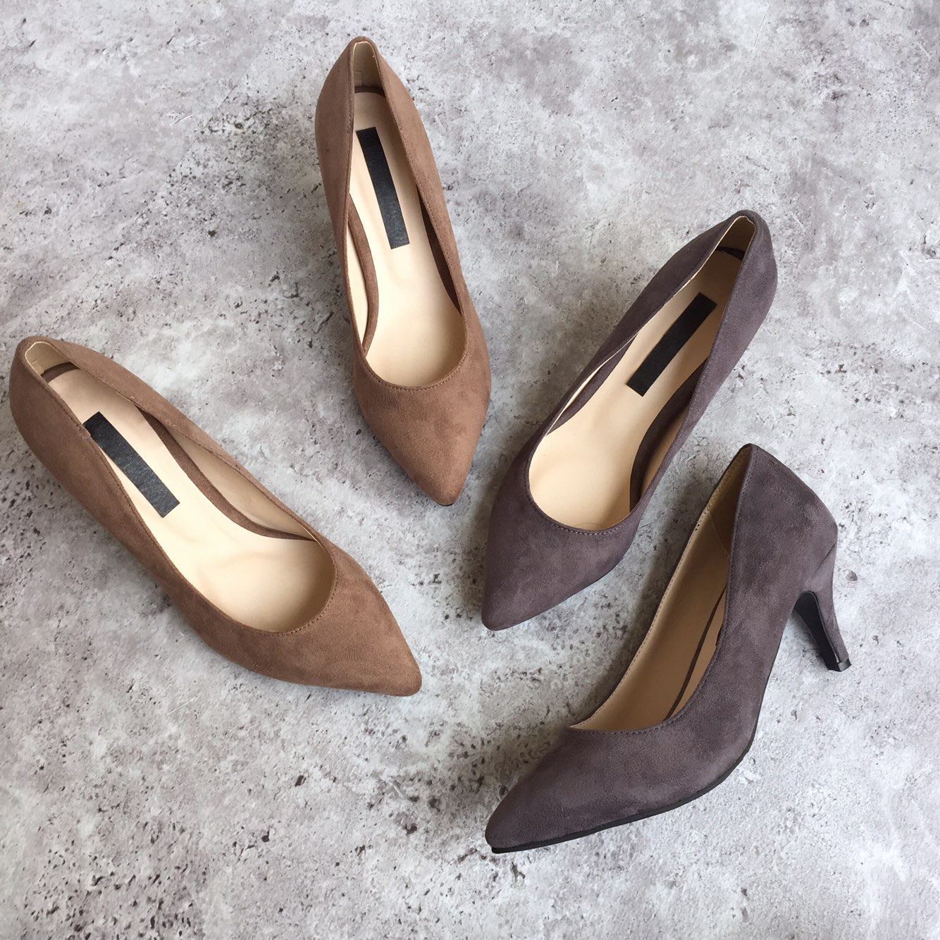 Suede Middle Heel Pumps 7cm Women Shoes Feet Comfo