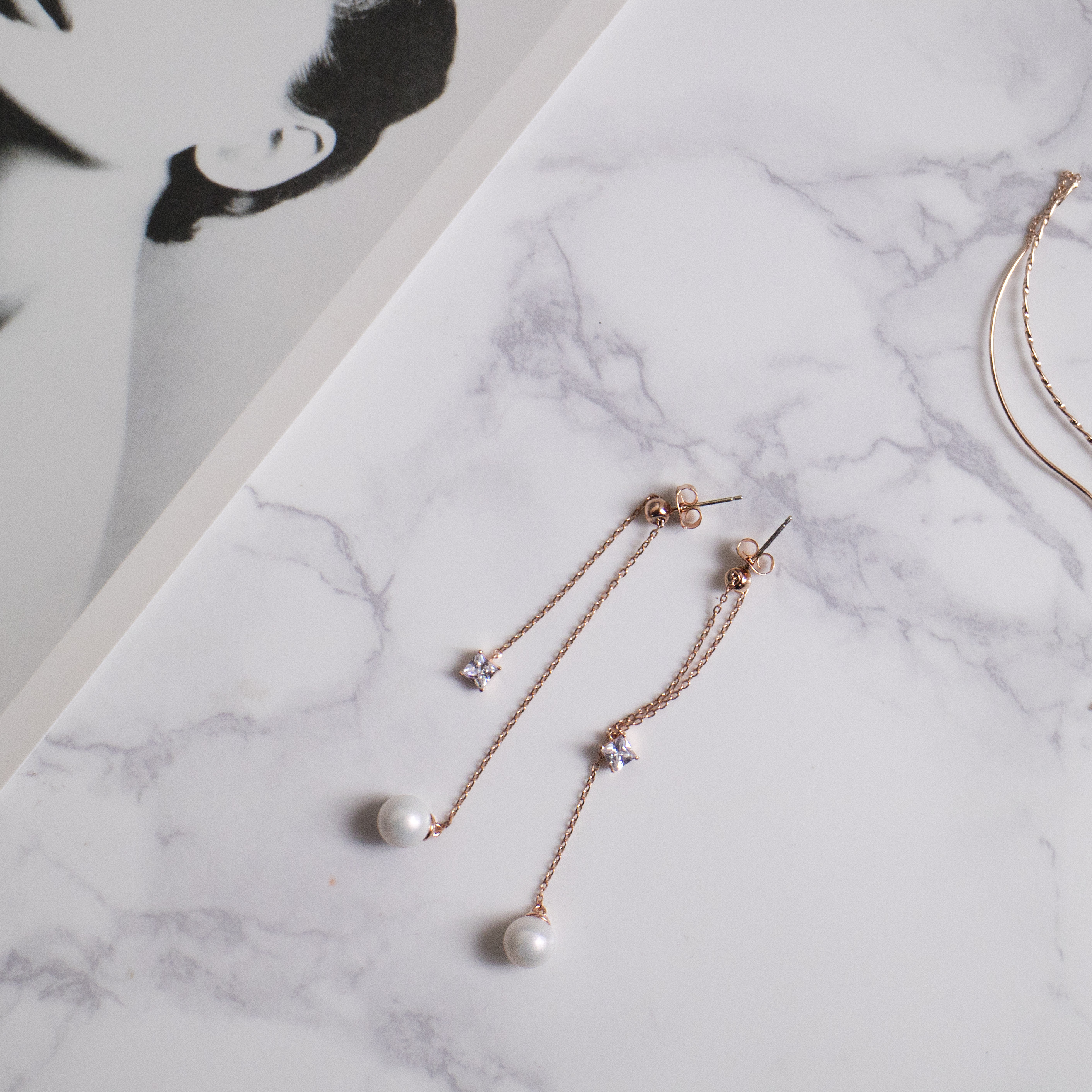 Silver Hand-to-Line Pearl Drop Earrings Women Silv