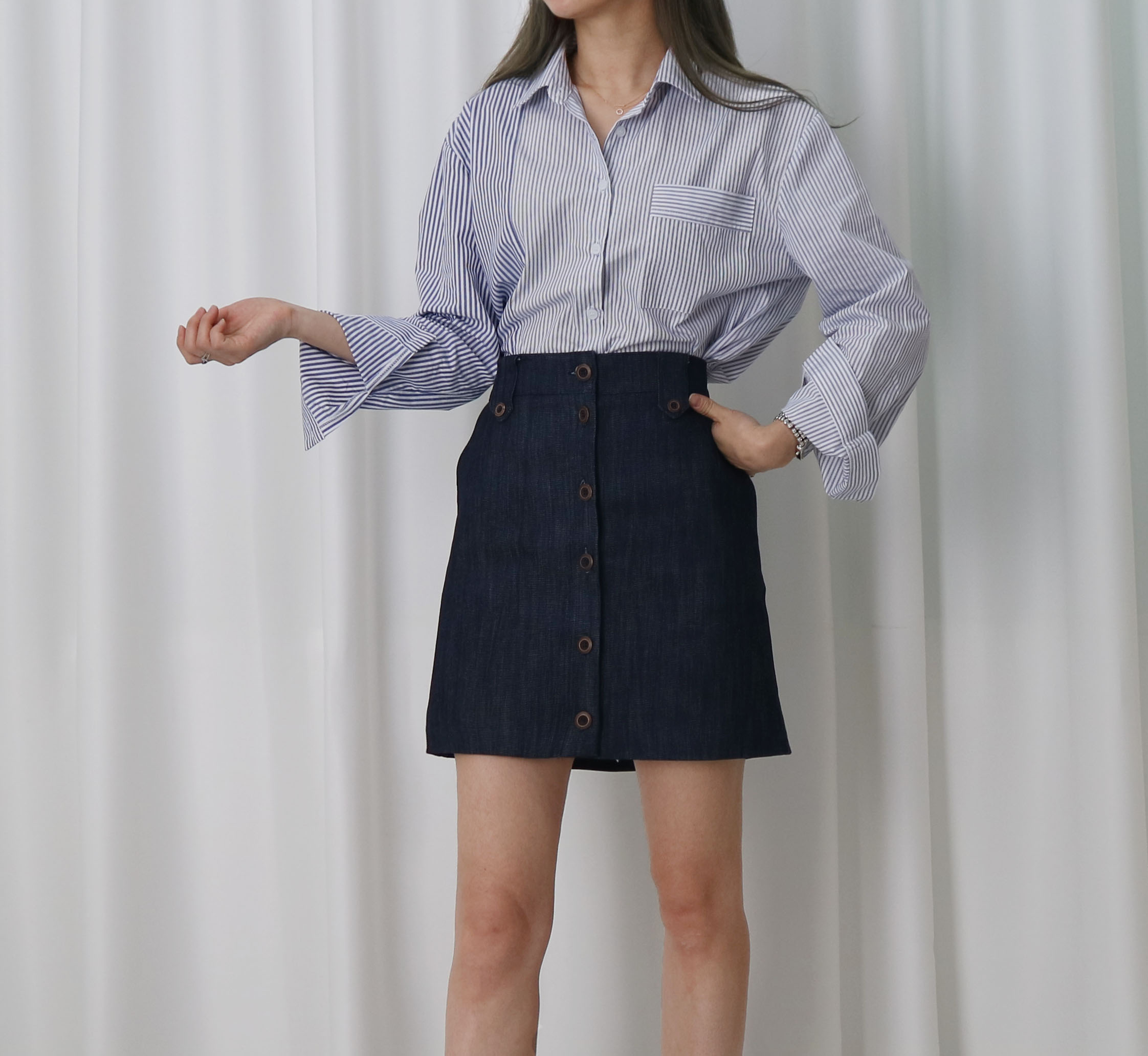 Loose-colored shirt stripe shirts Southern natural