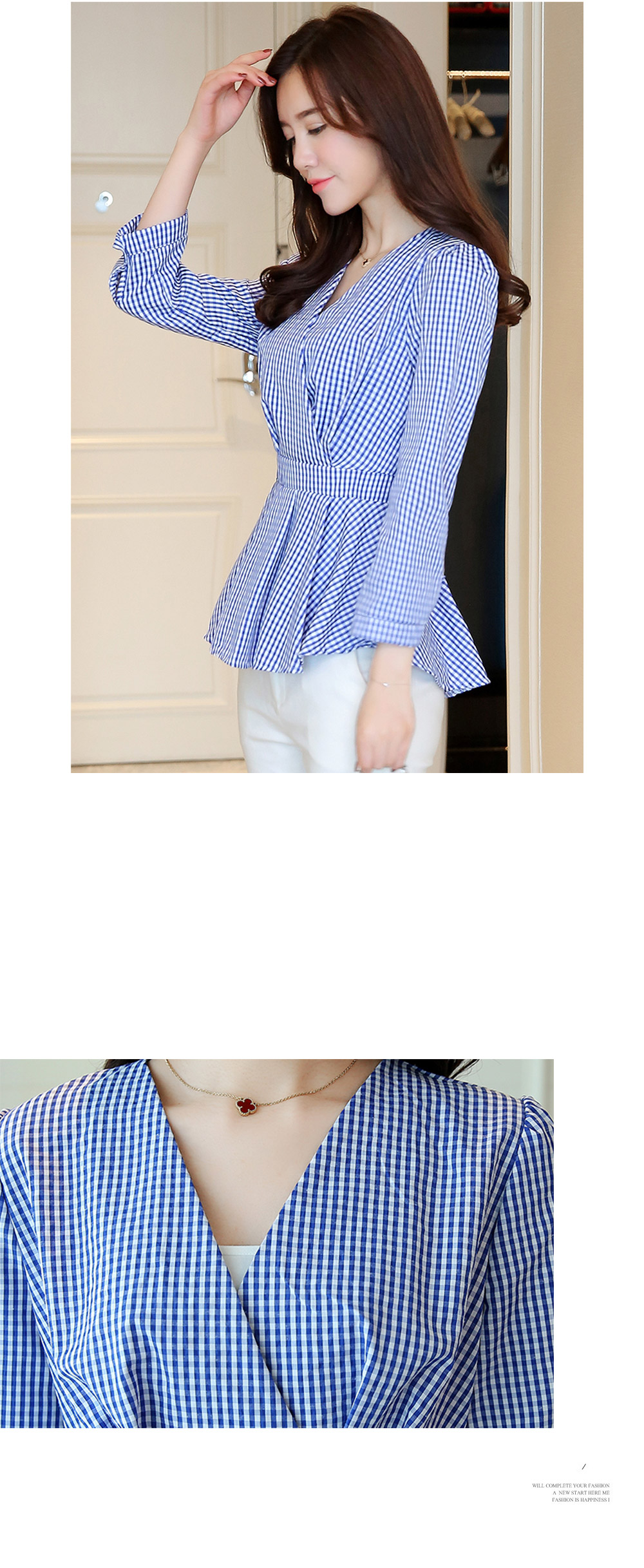 Women Blouses Check lap style blouse Elegant offic