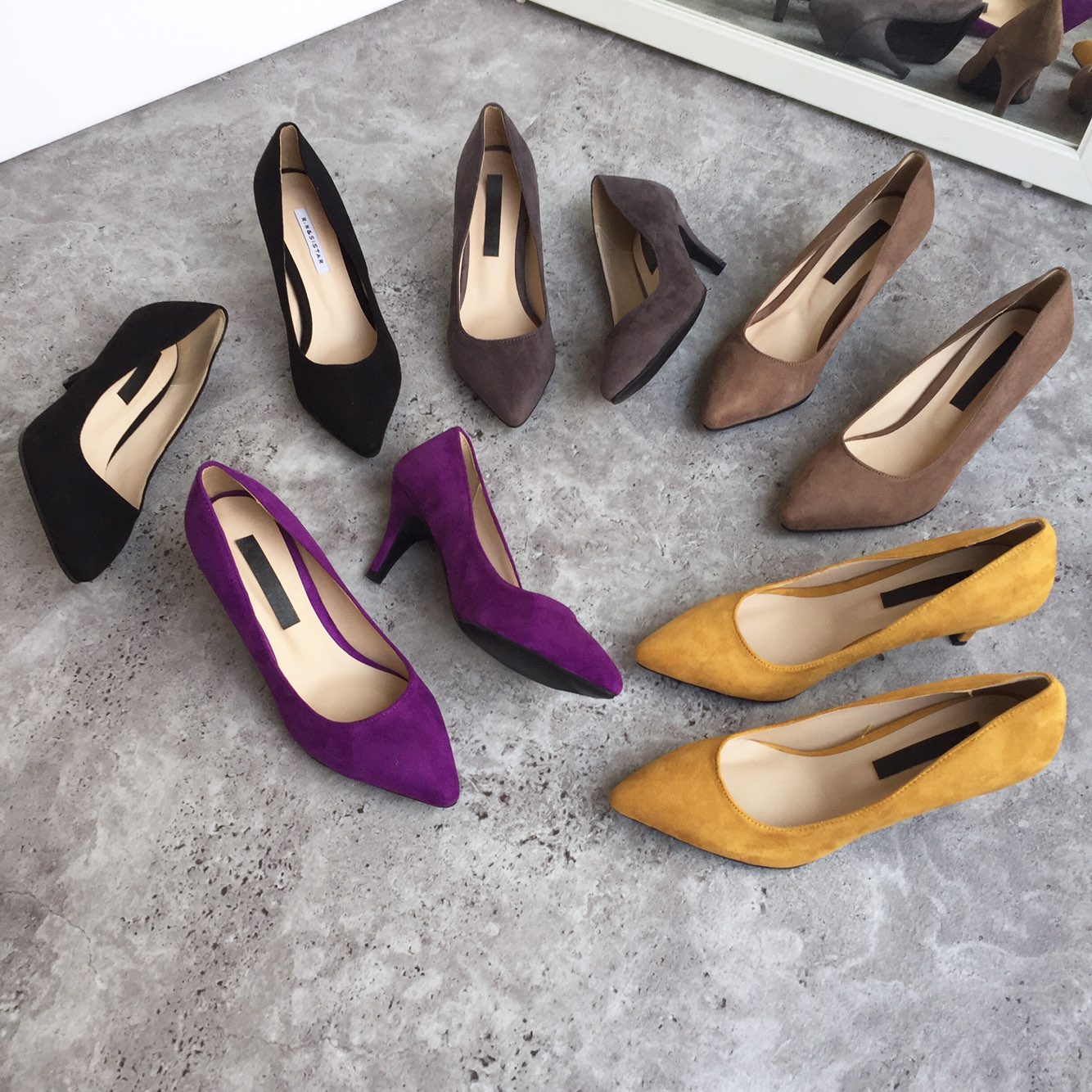 Suede Middle Heel Pumps 7cm Women Shoes Feet Comfo