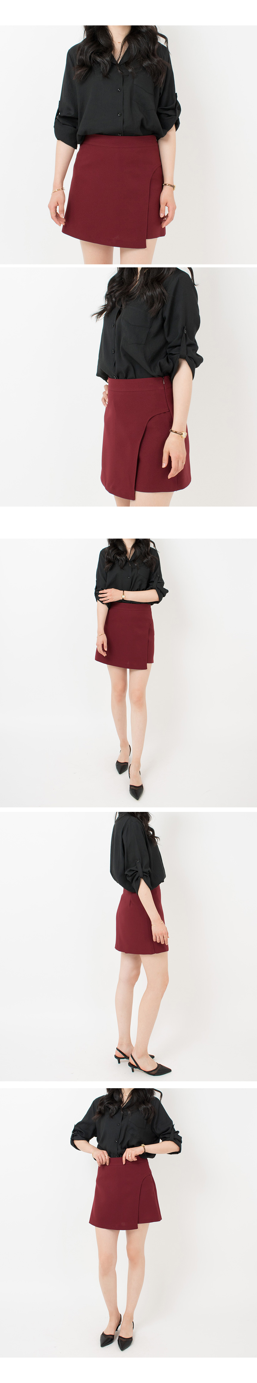 Women Short Pants Fall Wrap Skirt Shorts Wine, Bla
