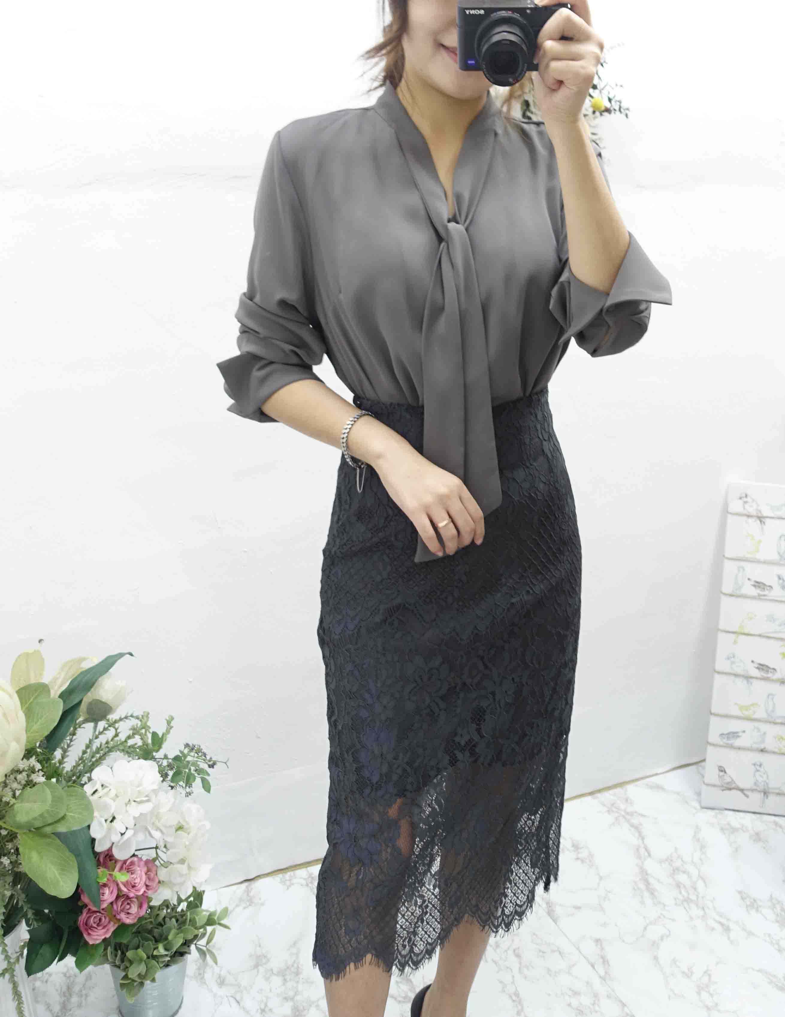 Lace Long skirt Tidy style Office fashion Fascinat