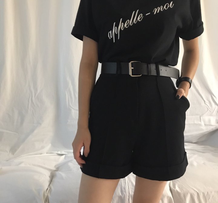 Women Short Pants Belt Set Shorts Simplicity Class
