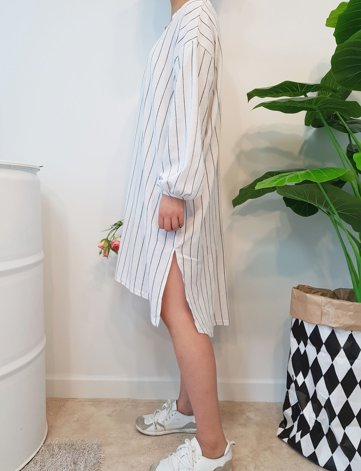 New Over Buffet Striped Shirt One Piece 3 Color Pr