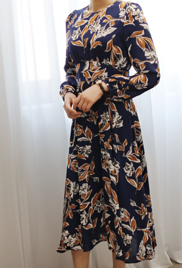 New Women Dress High Quality Autumn Flower Long Go
