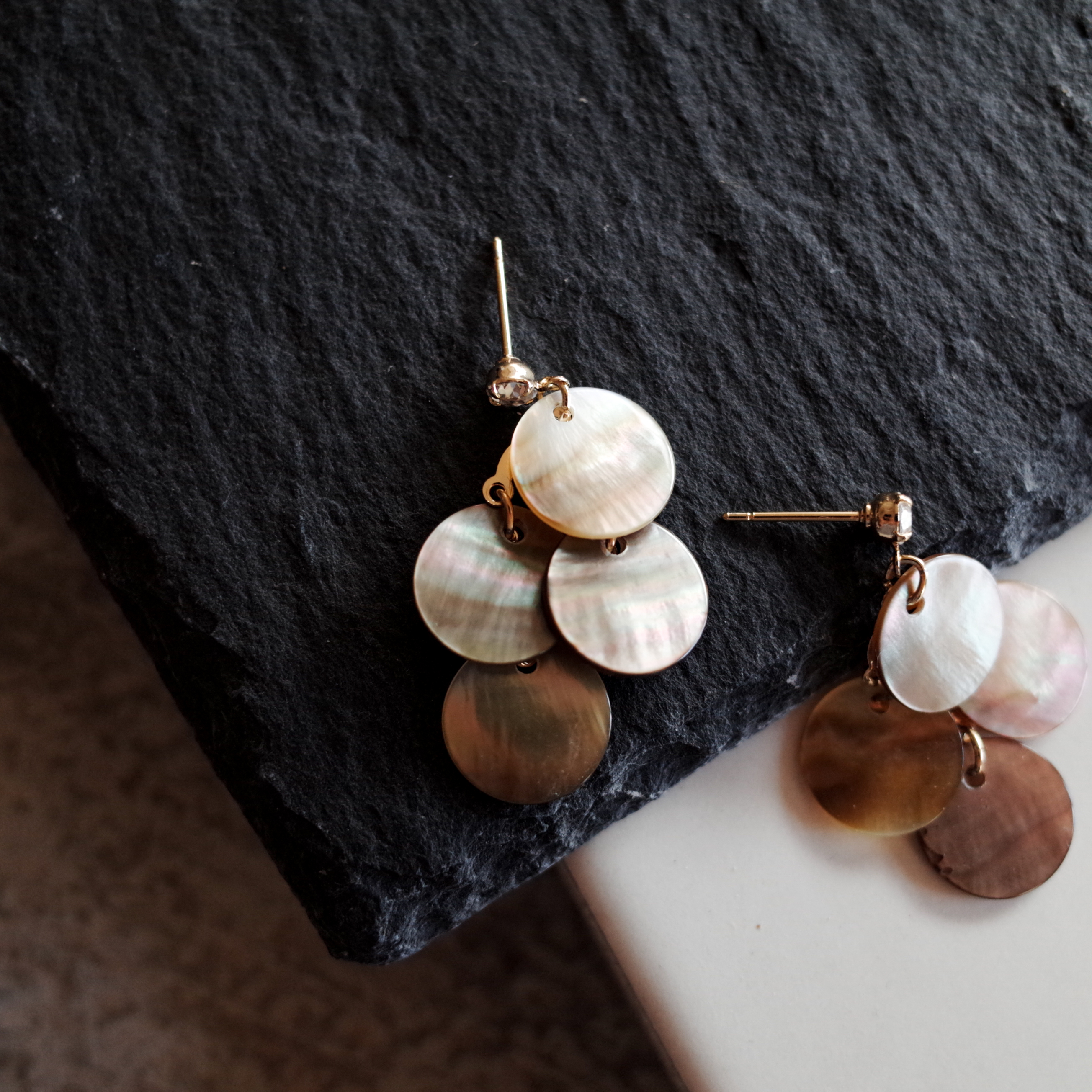 Golden Mother-of-pearl Classic Handmade Earrings V