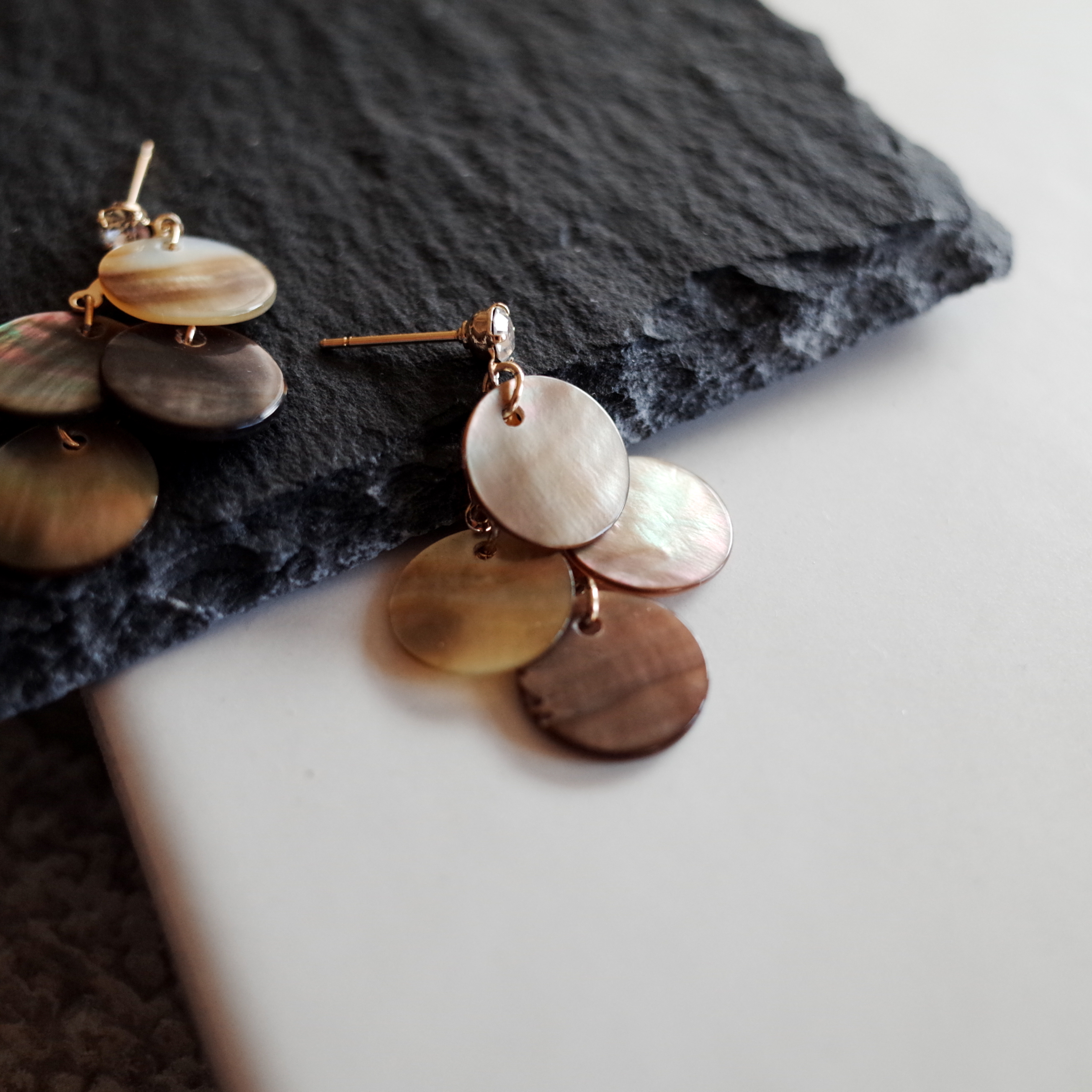 Golden Mother-of-pearl Classic Handmade Earrings V