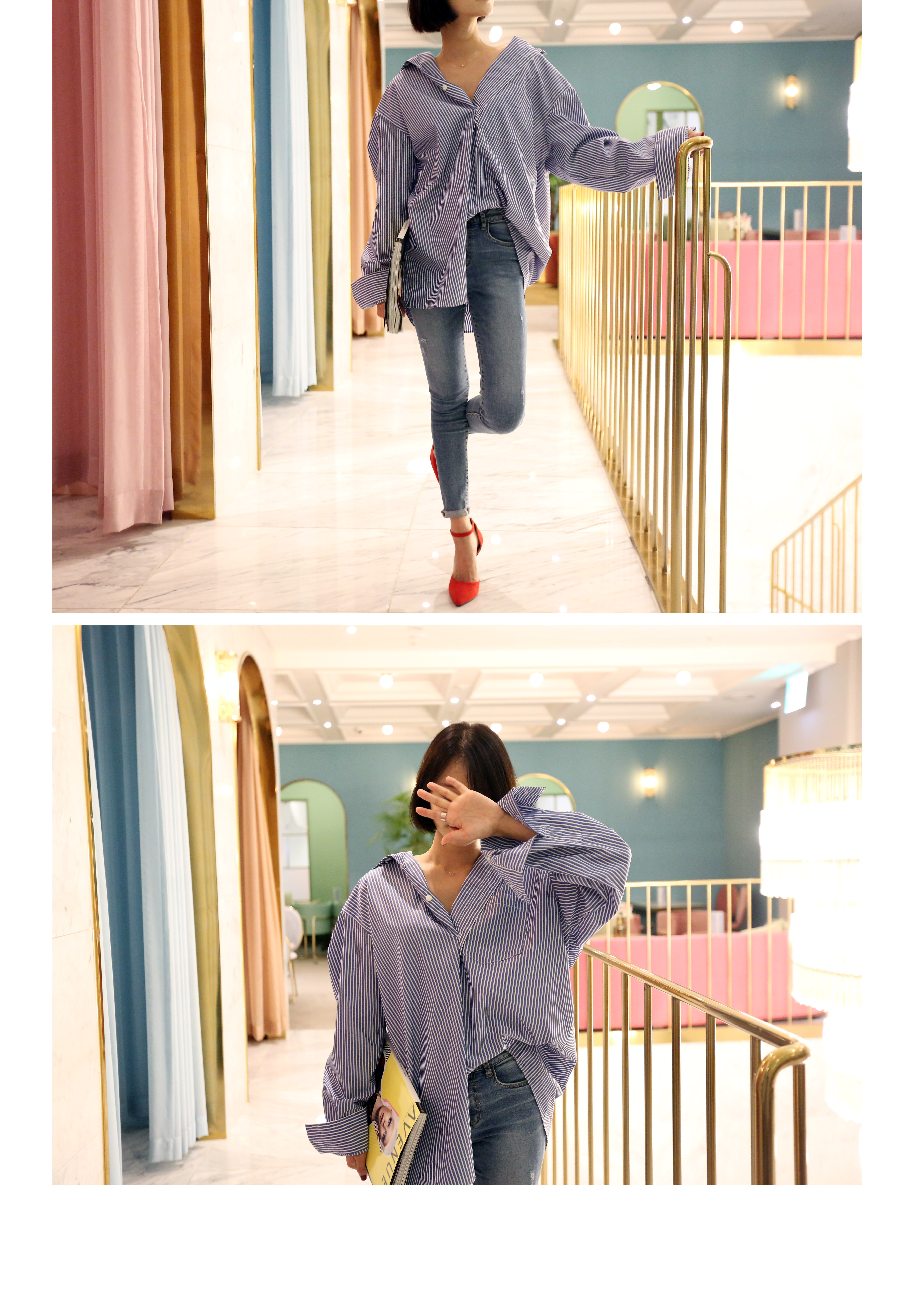 Heap Nine Oh Buffett Striped Shirt Girlfriend Whit