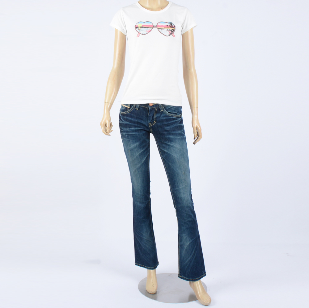 Women Jeans Pants Pretzig Beads Jinjiang Boots Cut