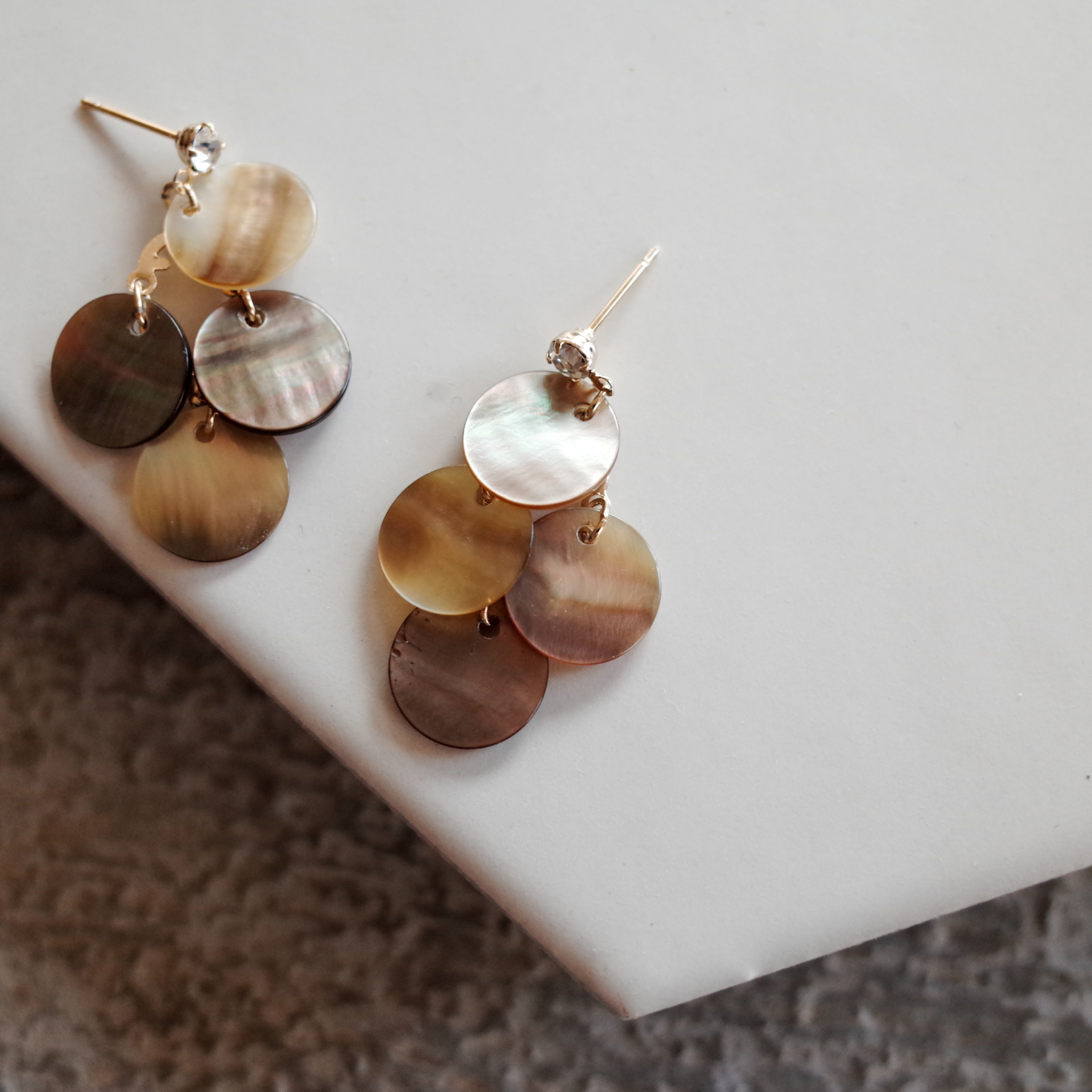 Golden Mother-of-pearl Classic Handmade Earrings V