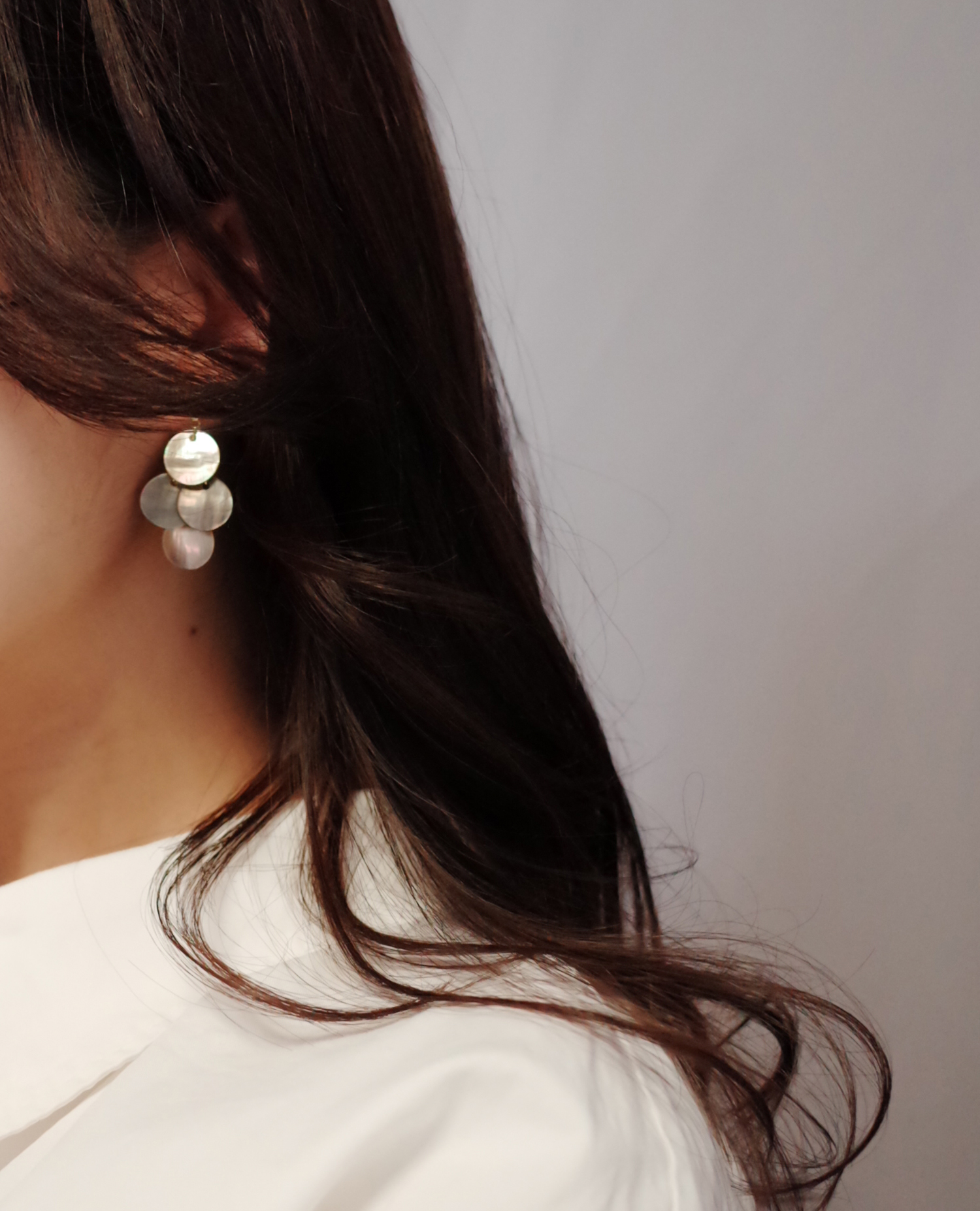 Golden Mother-of-pearl Classic Handmade Earrings V