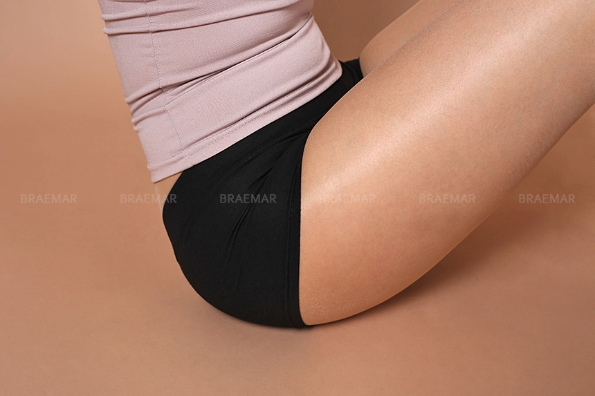 Seamless Shorts Black 2 Piece Cotton Spandex Under