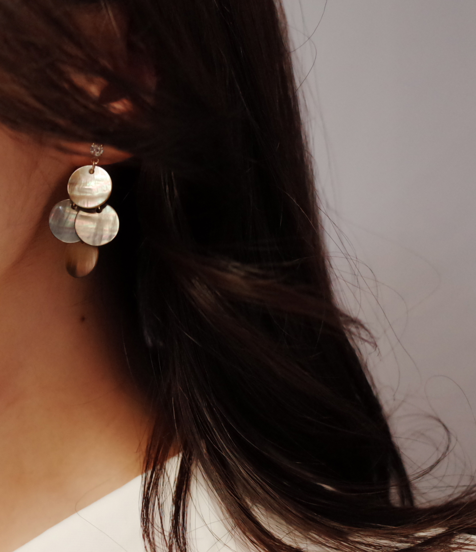 Golden Mother-of-pearl Classic Handmade Earrings V