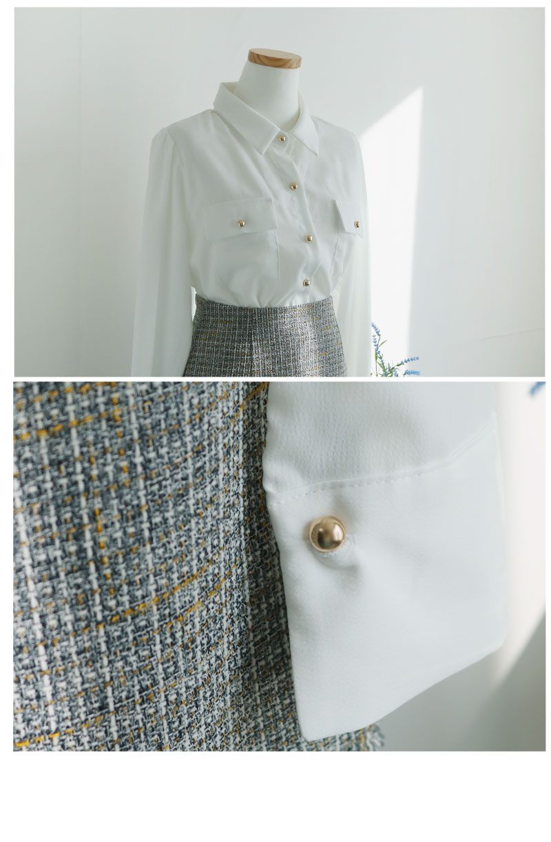 Tweed Skirt Black, Gray Classic Mini Daily Slim Co