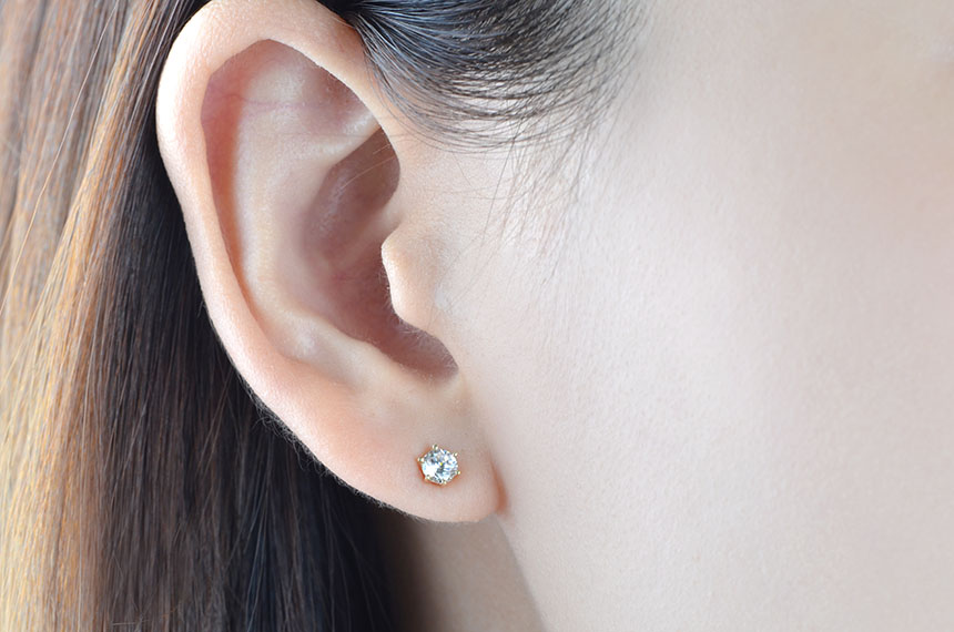 Diamond Cutting 14k Cubic Earring 4mm, 5mm