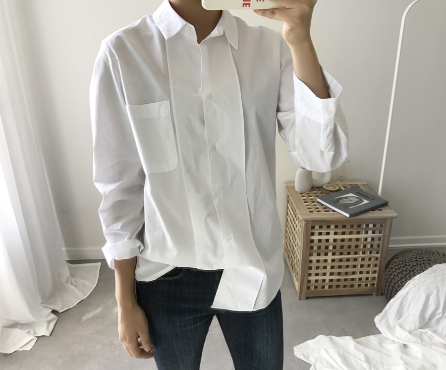Daily plain shirt Women Autumn basic cotton Cotton