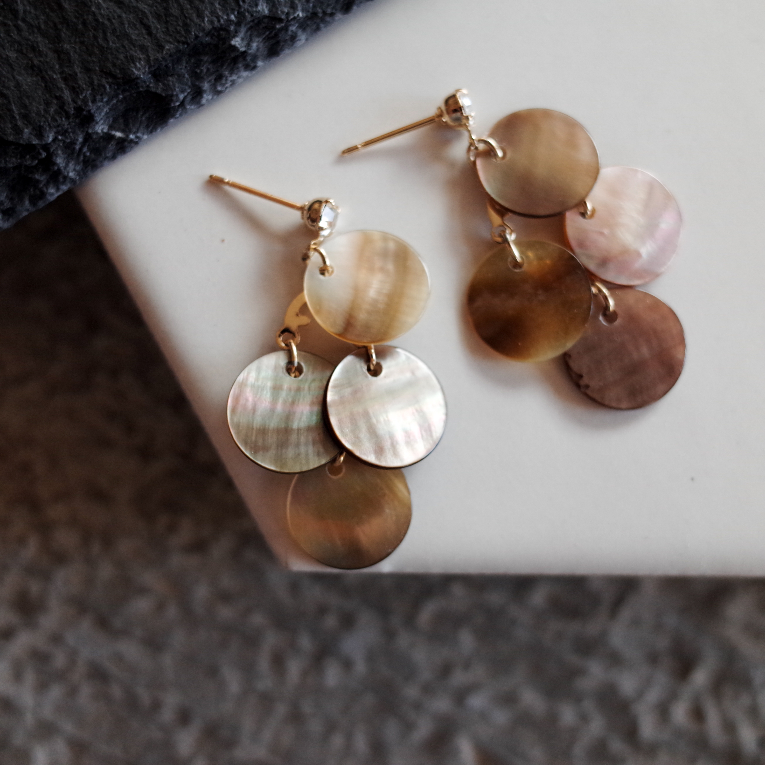 Golden Mother-of-pearl Classic Handmade Earrings V