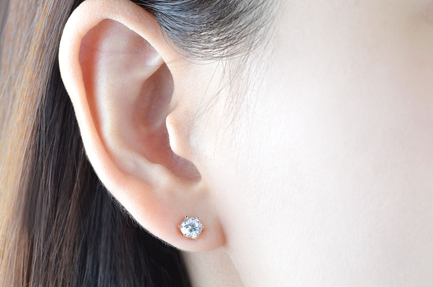 Diamond Cutting 14k Cubic Earring 4mm, 5mm