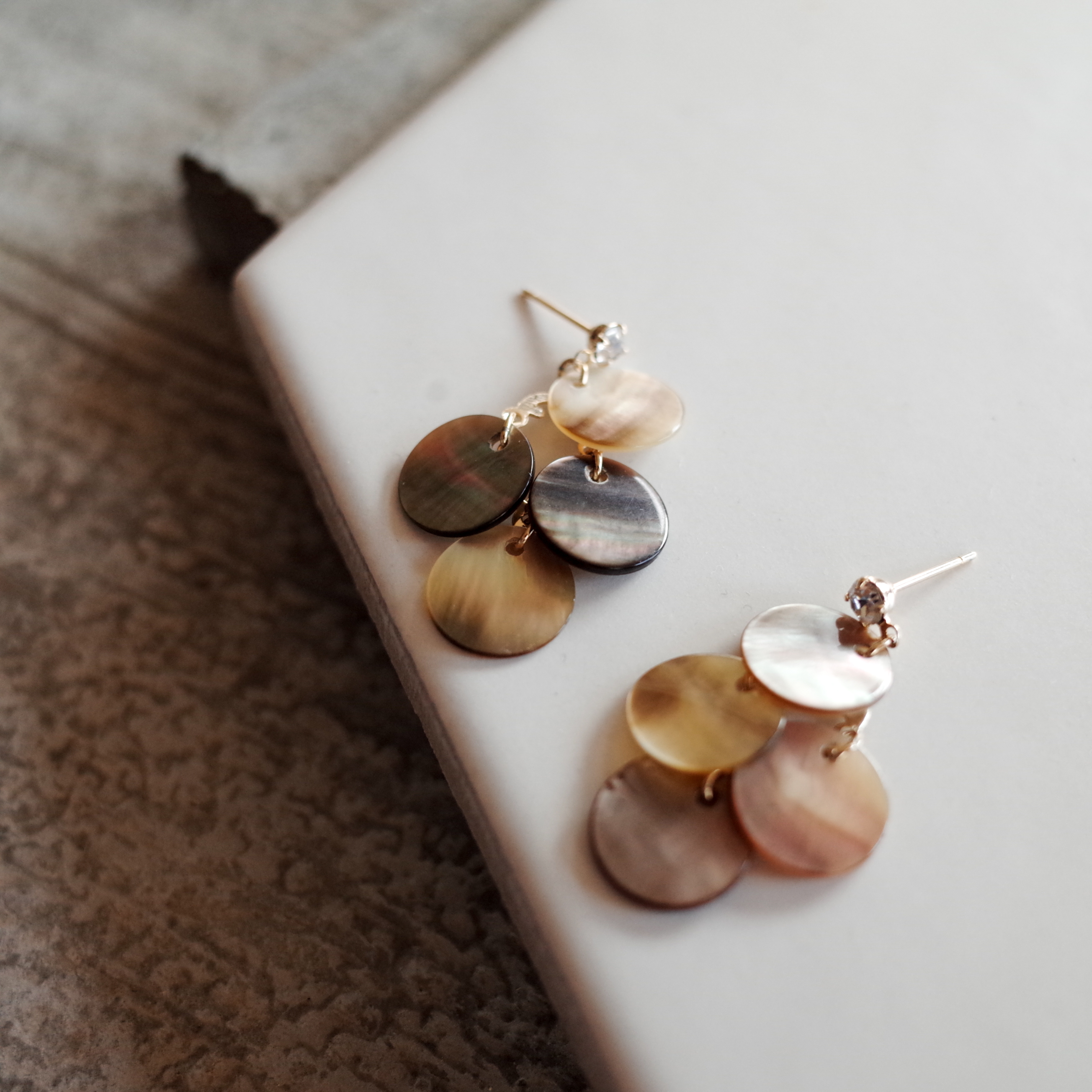 Golden Mother-of-pearl Classic Handmade Earrings V