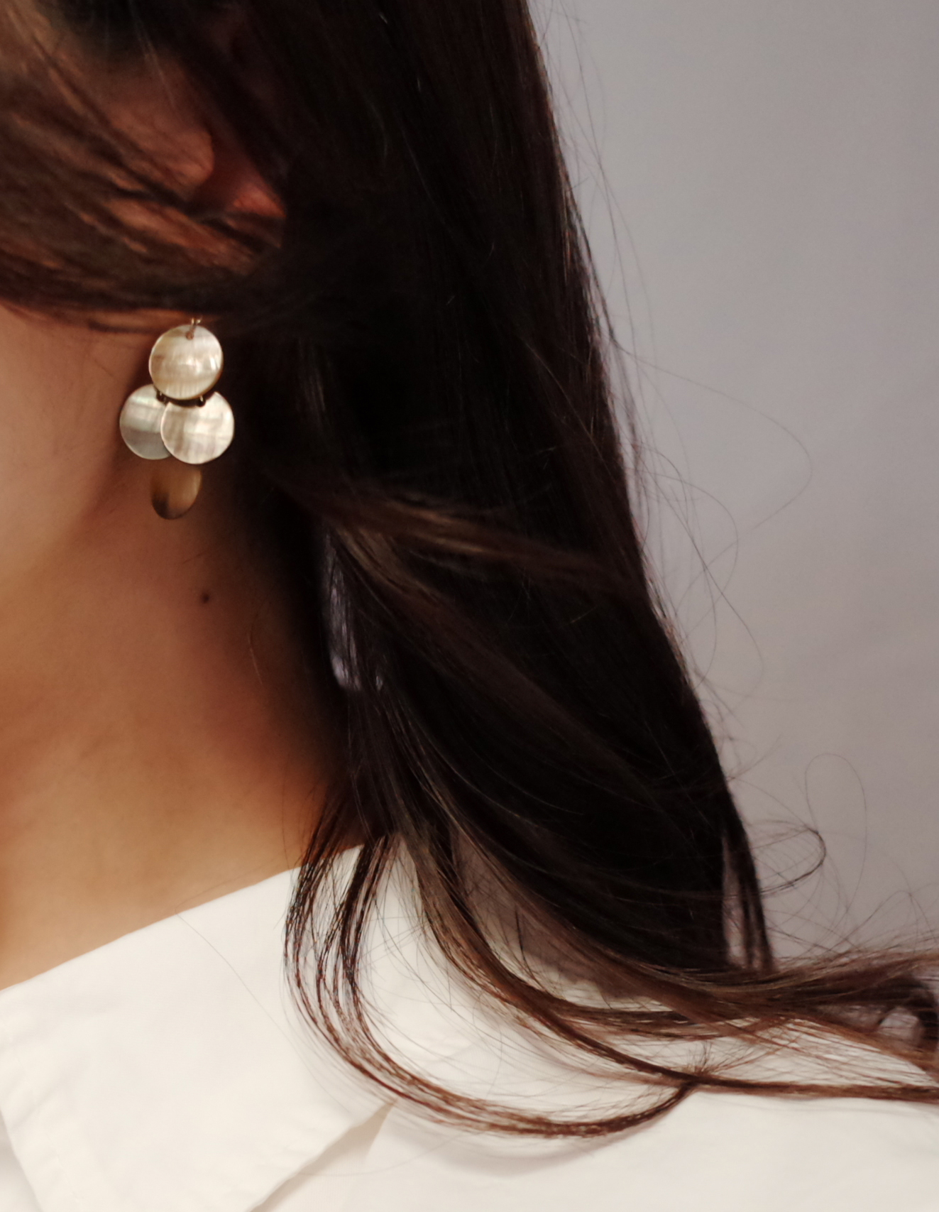 Golden Mother-of-pearl Classic Handmade Earrings V