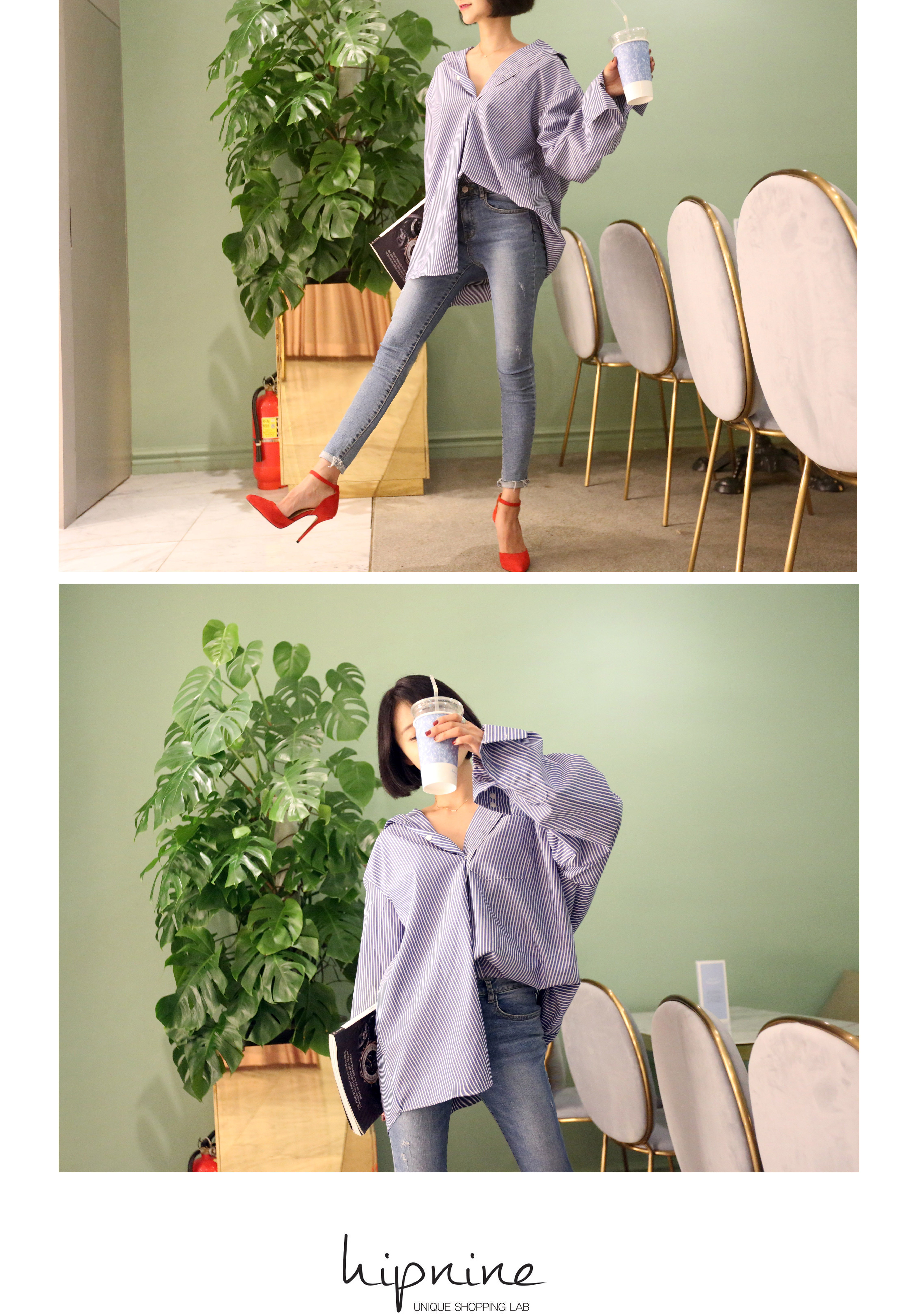 Heap Nine Oh Buffett Striped Shirt Girlfriend Whit