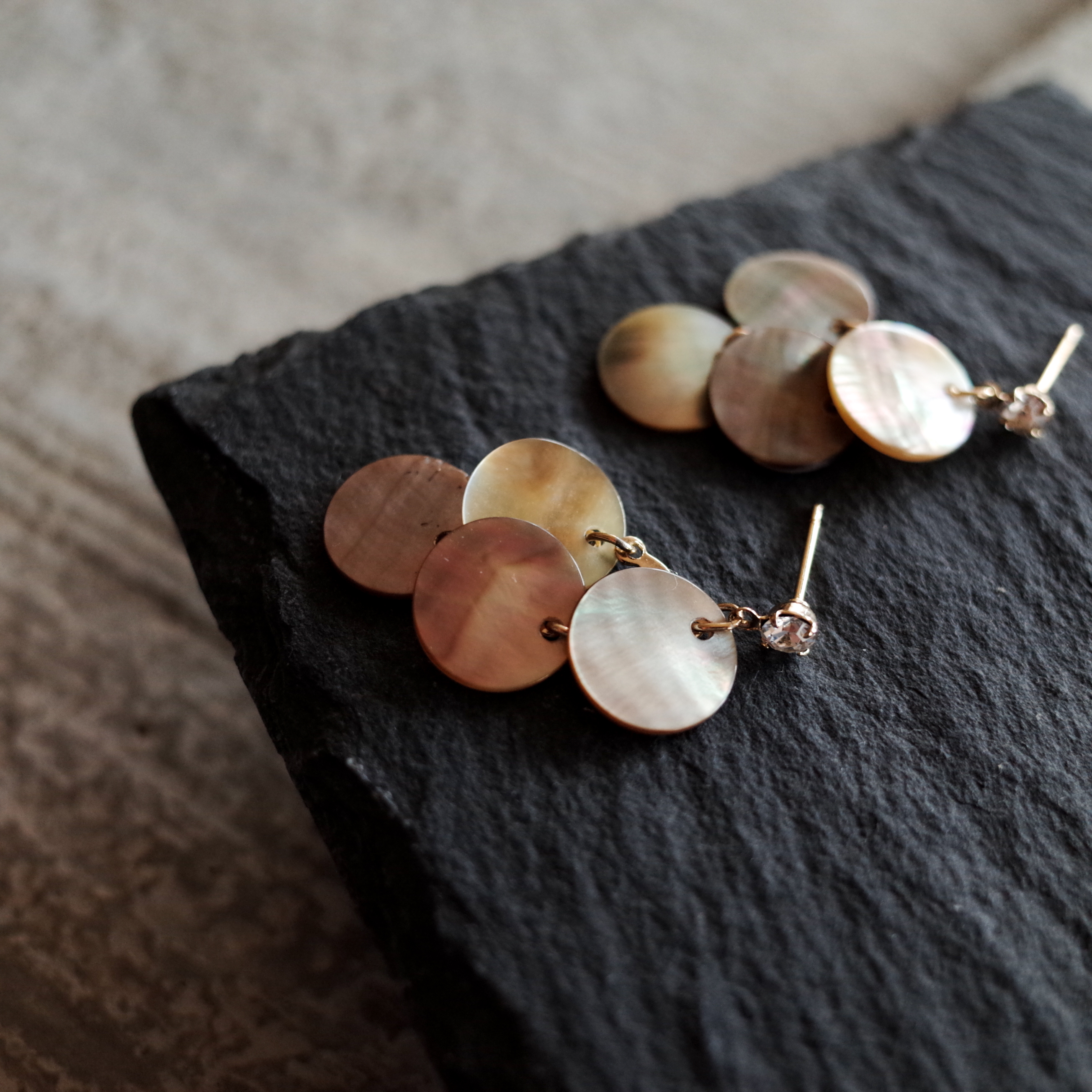 Golden Mother-of-pearl Classic Handmade Earrings V